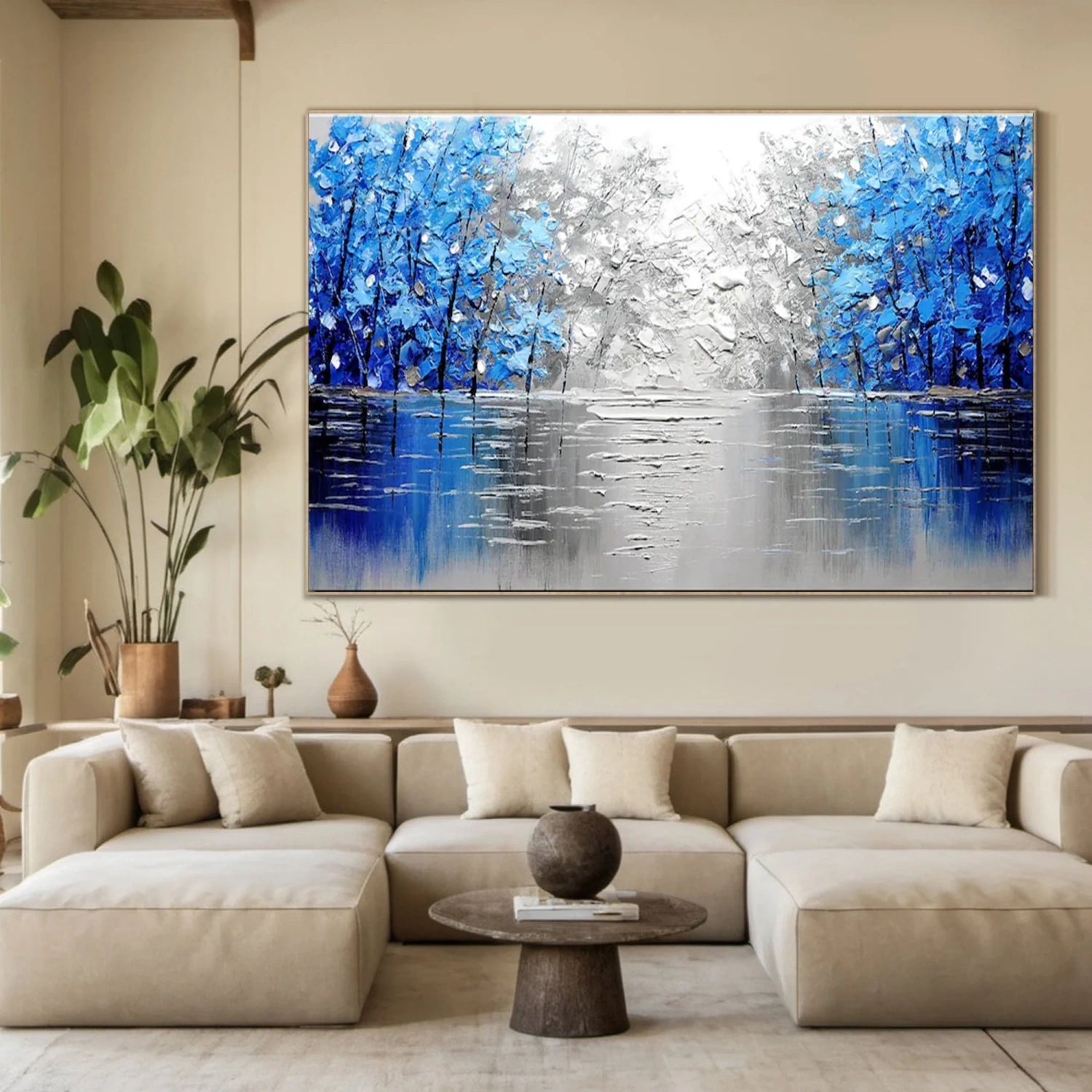 Flower and Tree Painting #FT 173 - Handmade Canvas Wall Art for Home & Office Decor - Perfect for Living Room, Bedroom, or Gift