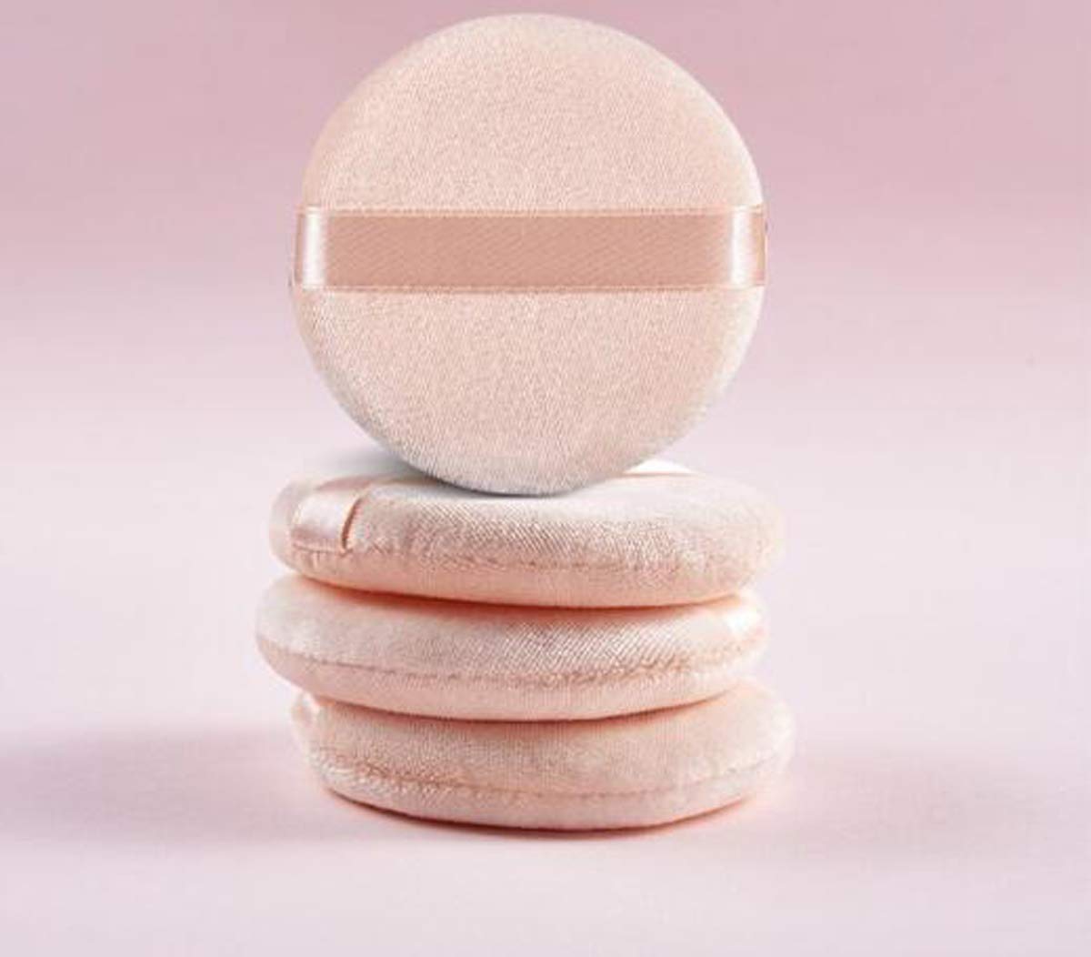 10 Pack Washable Makeup Powder Puffs with Ribbon - Soft Velour Cosmetic Sponge for Loose Powder, Compact Foundation & Face Powder - Perfect for Professional Makeup Application & Travel Touch-Ups