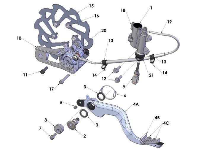 Rear Brake Caliper Assembly - 50mm 2-Piston Aluminum Card for Motorcycles & ATVs - High-Performance Braking for Off-Road & Racing Scenarios