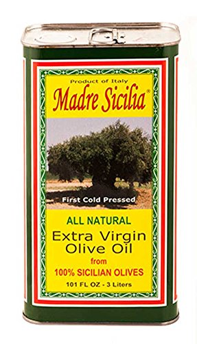 Madre Sicilia: All Natural Extra Virgin Olive Oil - 101 Fl Oz (3 Liters) - Cold Pressed, Premium Quality for Cooking, Salad Dressing & Healthy Recipes