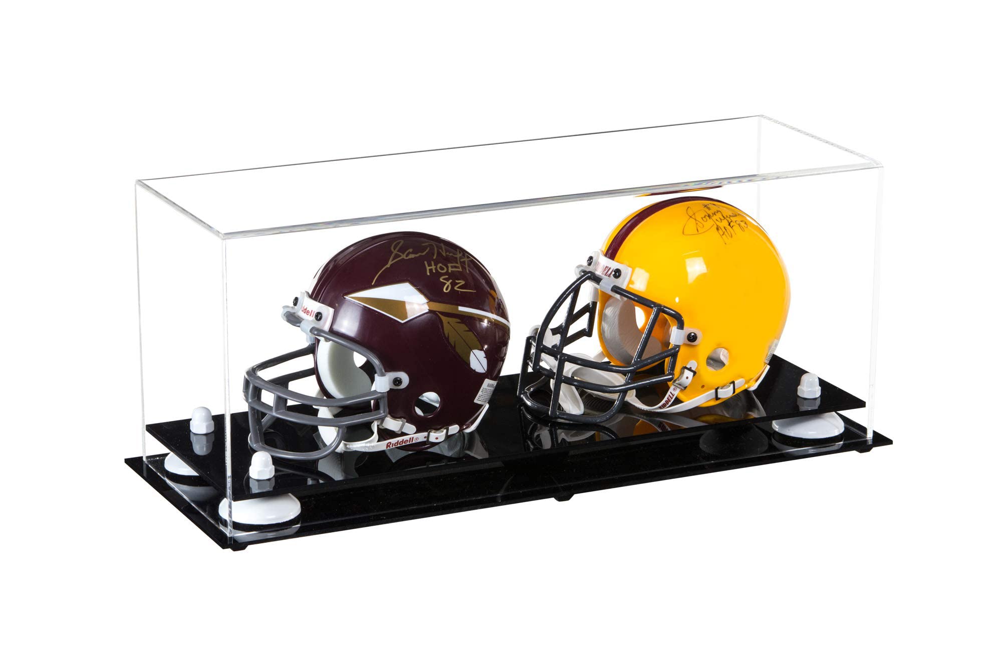 Acrylic Double Mini Football Helmet Display Case - Miniature Collectible Sports Memorabilia for NFL Fans | Perfect for Home, Office, or Man Cave Decor (A019)