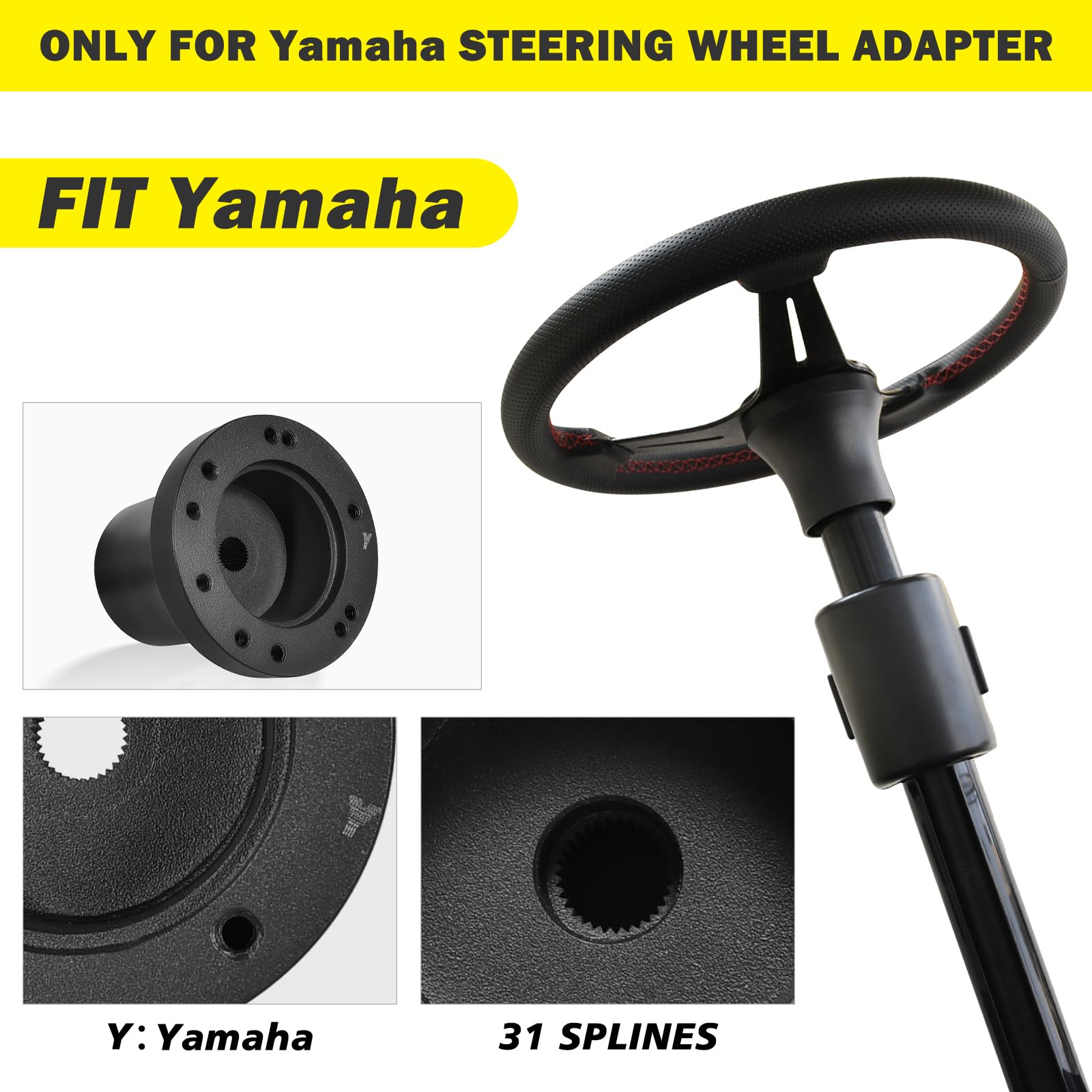 Golf Cart Steering Wheel Adapter Hub for Yamaha - Universal Fit Replacement Part for EZGO & Club Car | Perfect for Golf Cart Upgrades, Customization & Off-Road Use
