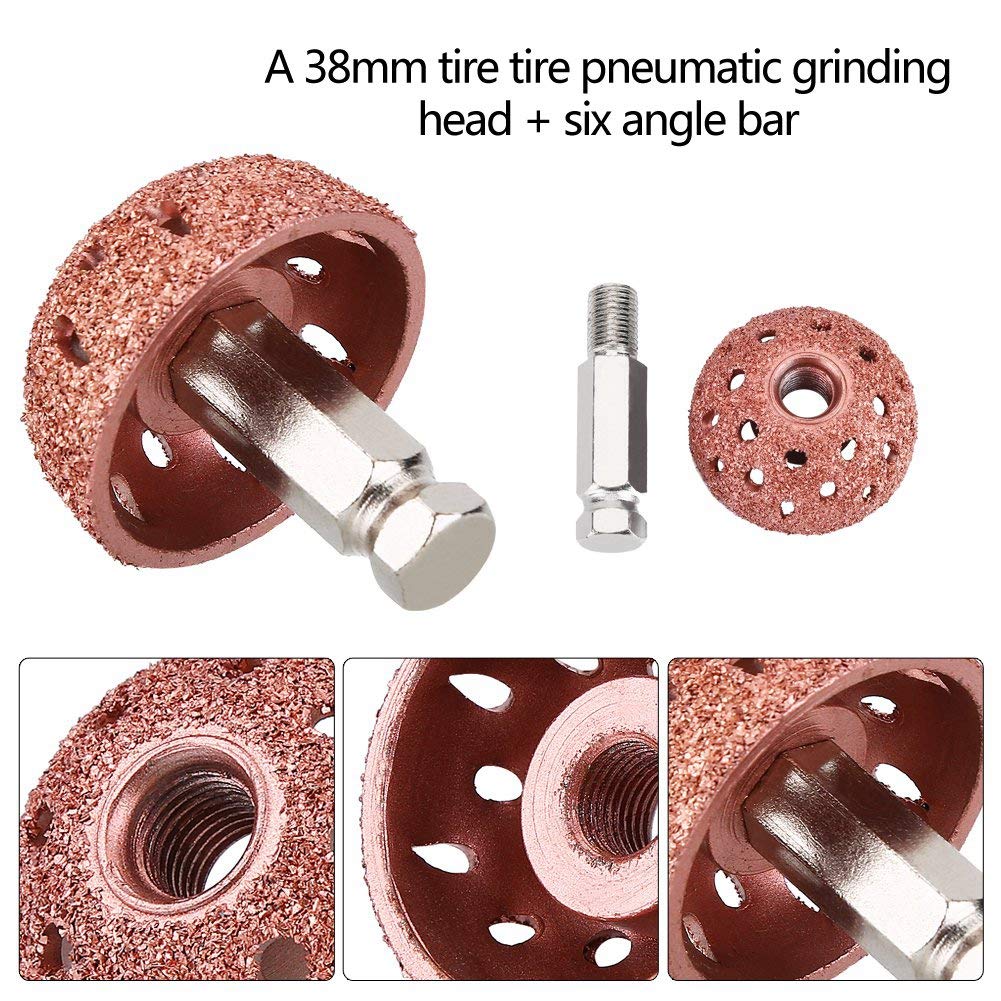 38mm Tungsten Alloy Tire Buffing Wheel with Linking Rod - Professional Tire Repair Grinding Kit for Car, Truck & Motorcycle Tires | DIY Tire Maintenance & Puncture Repair Tool