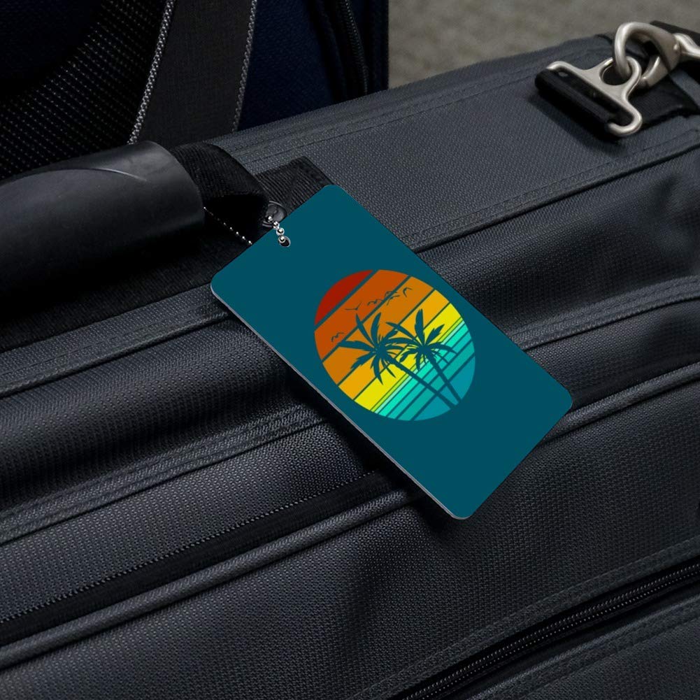 Stylish Sunset Palm Tree Design Luggage Tag - Durable Suitcase ID Tag for Travel & Carry-On Bags - Perfect for Vacation, Beach Trips & Tropical Getaways