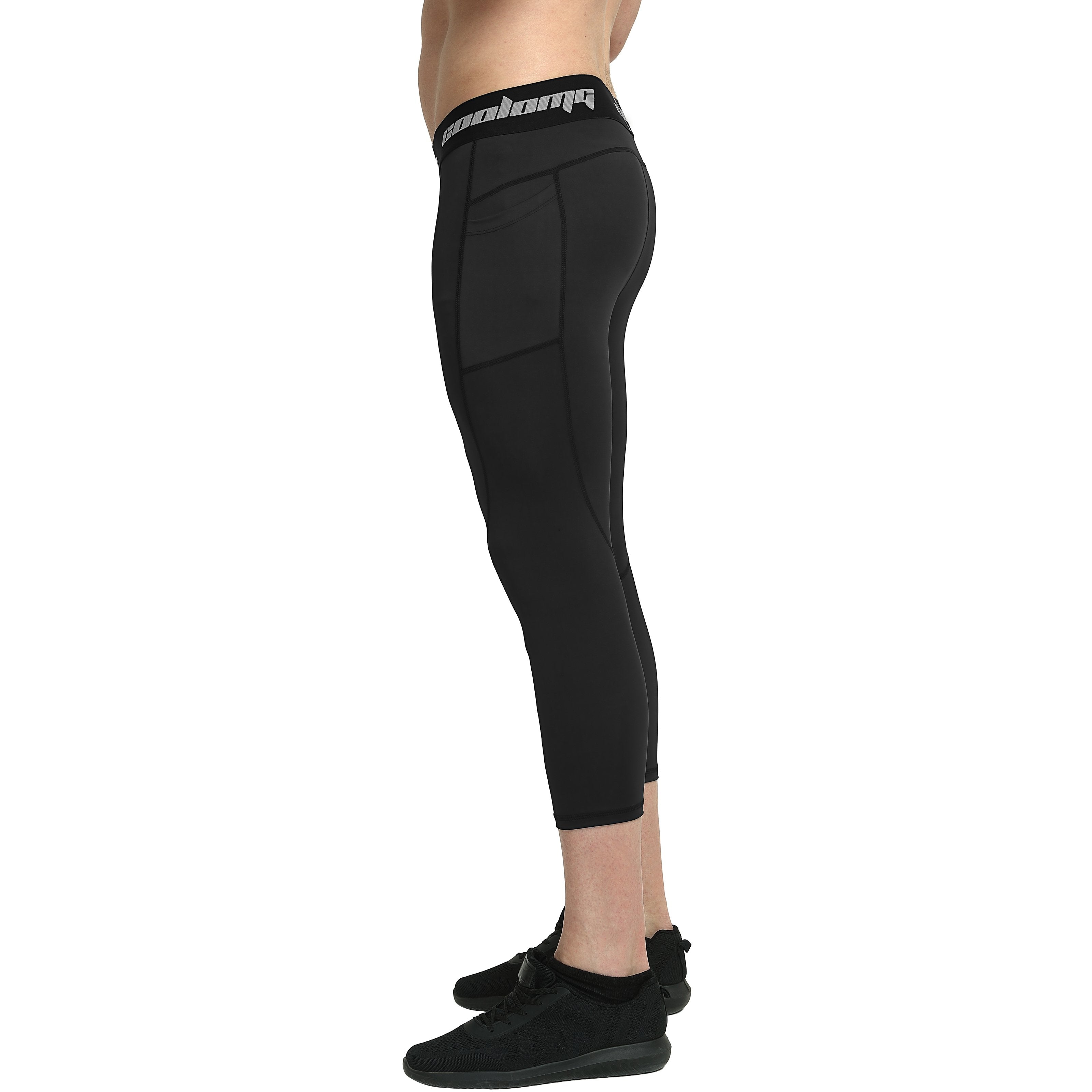 Women's High Waist Capri Leggings with Side Pockets - Black SP513 | Perfect for Yoga, Running & Casual Wear