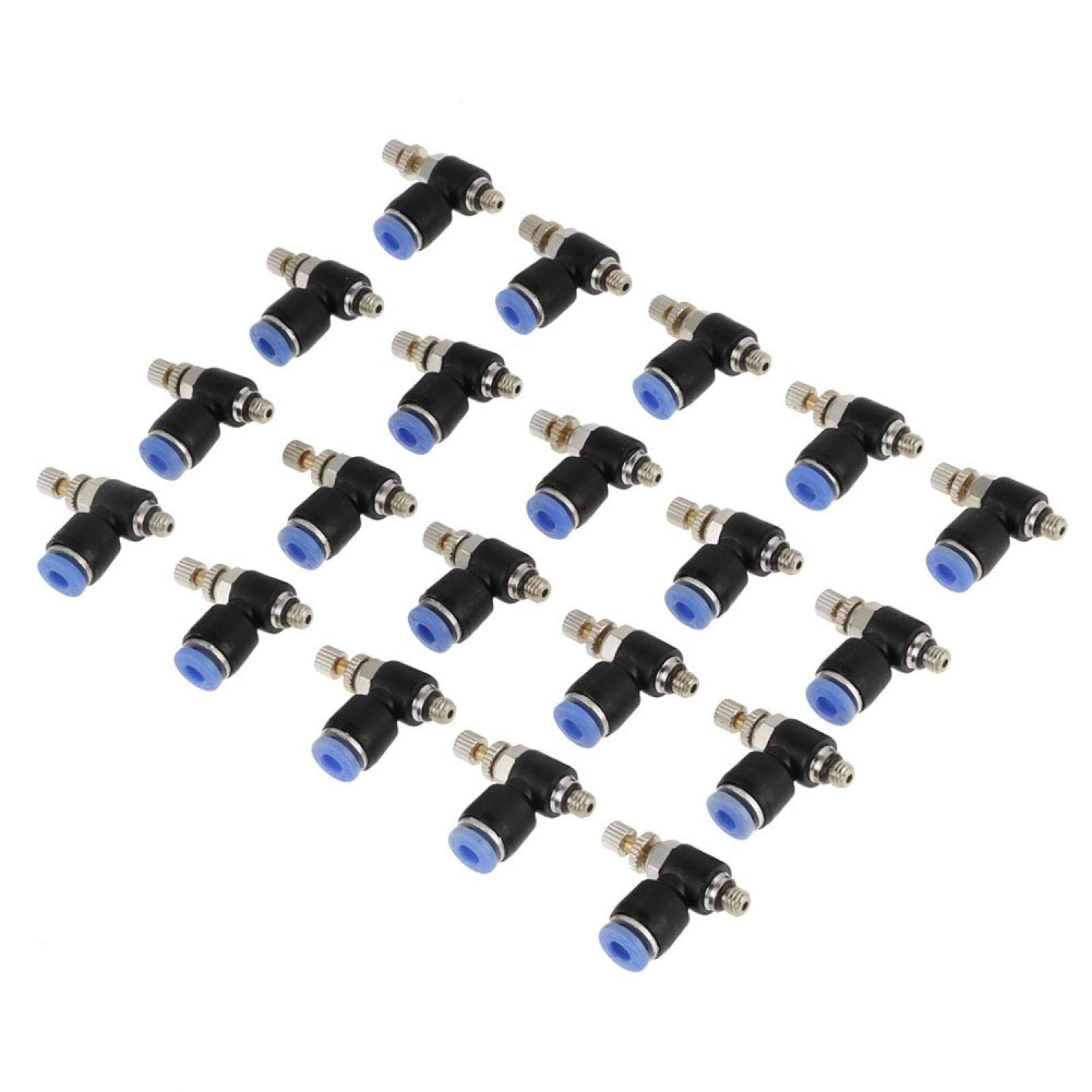 20 Pcs M5 Thread Push to Connect Air Fittings - 4mm OD Quick Release Pneumatic Tube Tee Union for Air Compressor, HVAC, and Automation Systems