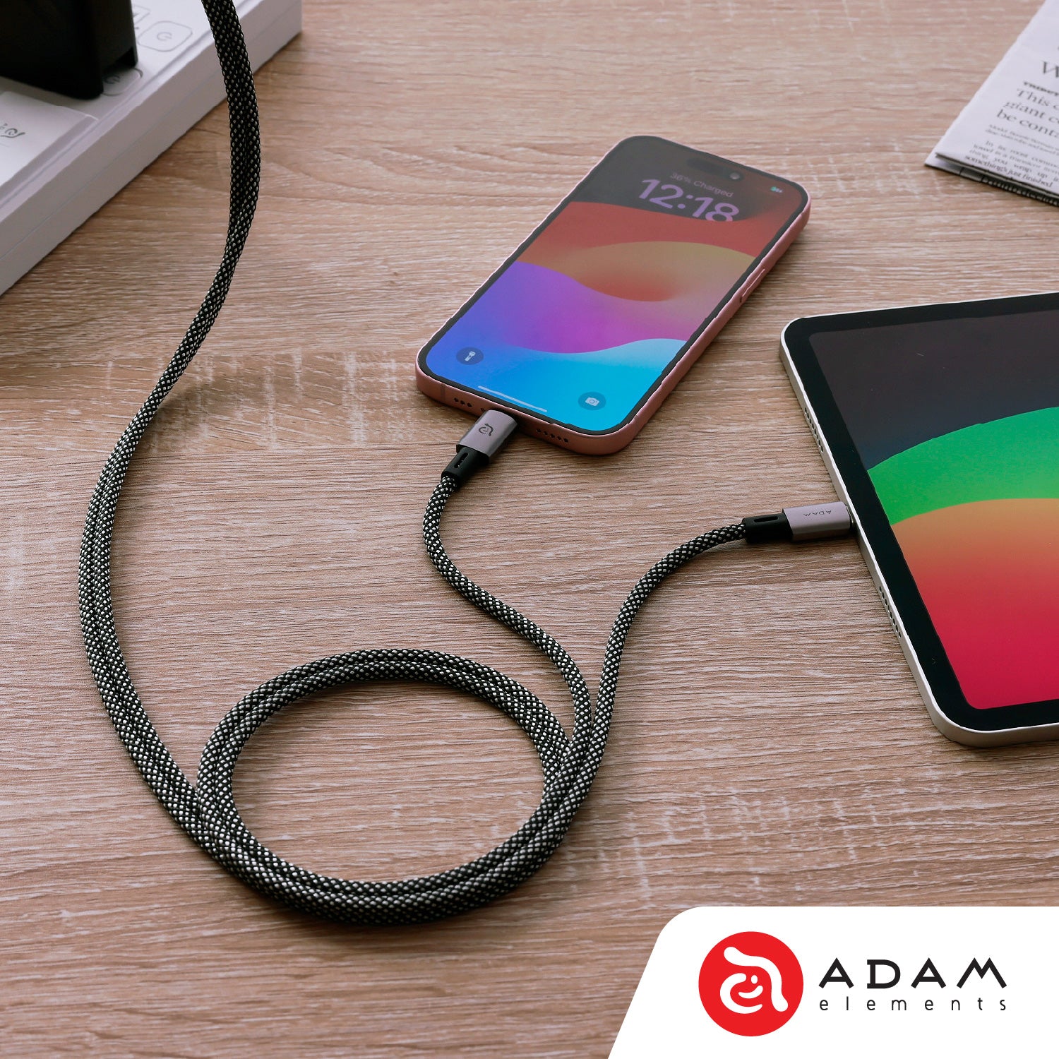 ADAM elements CASA MS100 USB C to USB C Cable 60W Fast Charging - Perfect for MacBook, iPad Pro, Galaxy S23 & More
