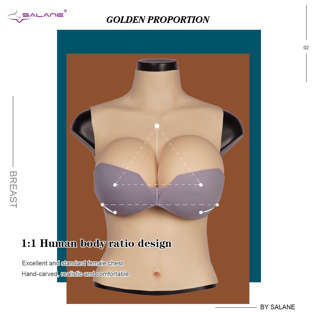 Premium C-G Cup Half-Body Silicone Breast Plates for Drag Queens, Crossdressers & Transgender - Realistic Breast Forms for Cosplay, Theater & Gender Affirmation