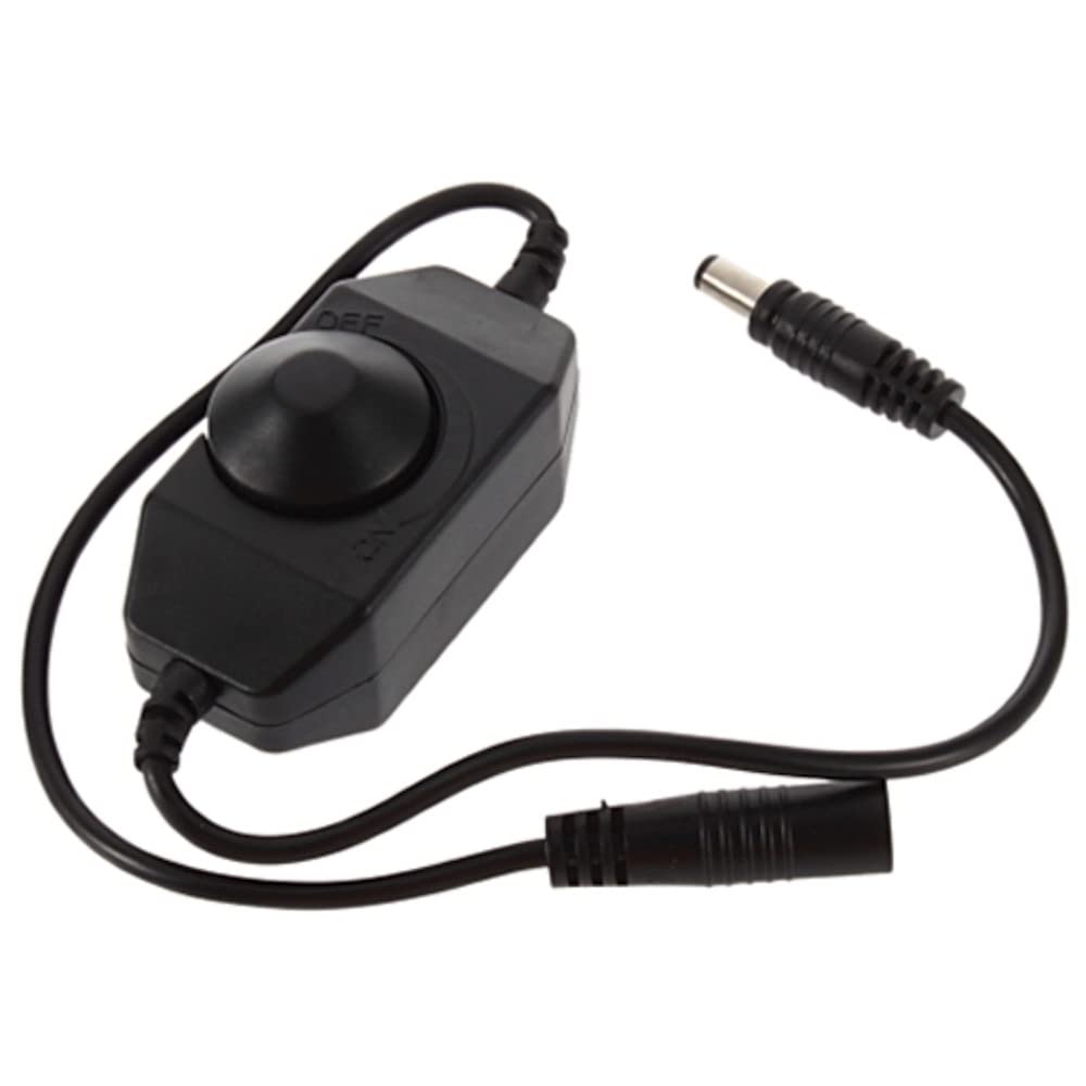 ABI Inline Mini Dial PWM Dimmer Switch 12-24V DC for LED Strip Lights, Tape, Rope & String - Black | Perfect for Home Lighting, DIY Projects & Decorative Accents