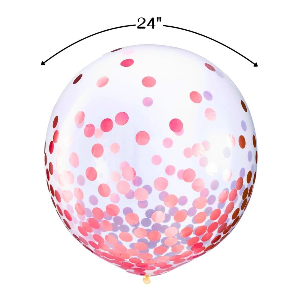 Premium Pink Foil Confetti Latex Balloons 24 Inch (2 Pack) - Elegant Wedding & Party Decorations - Perfect for Birthday Celebrations, Bridal Showers, Baby Showers & Graduation Parties - Great for Photo Backdrops & Event Centerpieces