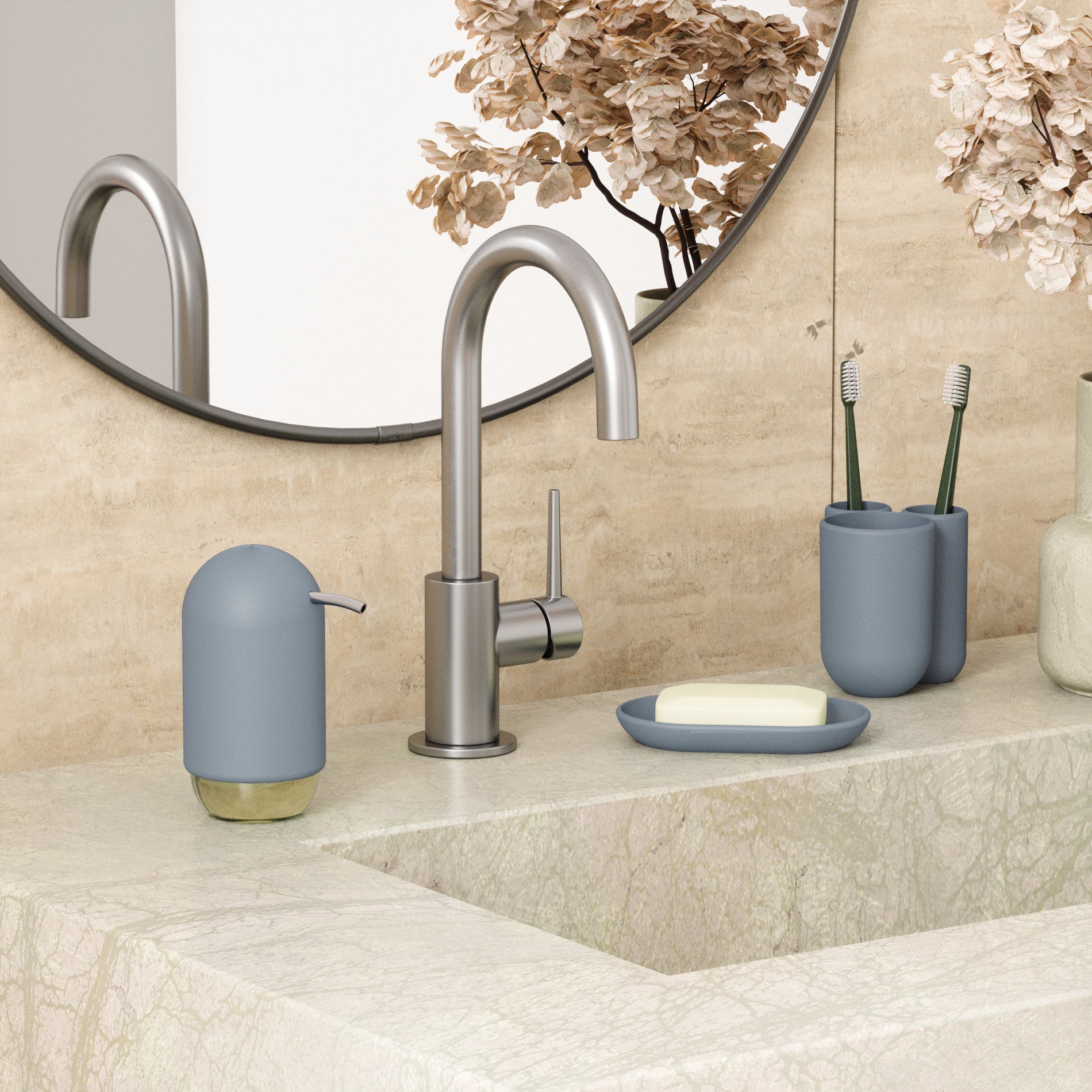 Touch Organizer & Toothbrush Holder - Bathroom Countertop Organizer for Toothbrushes, Makeup Brushes, and Essentials | Perfect for Home, Travel, and Vanity Organization