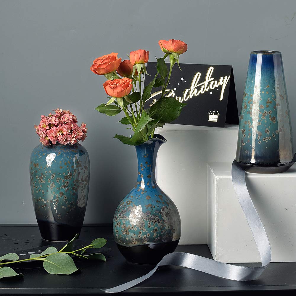 Modern Ceramic Flower Vases Set of 3 - Elegant Home Decor Vases for Fresh Flowers, Wedding Centerpieces & Mother's Day Gifts - Perfect for Living Room, Dining Table & Office Desk Decorations