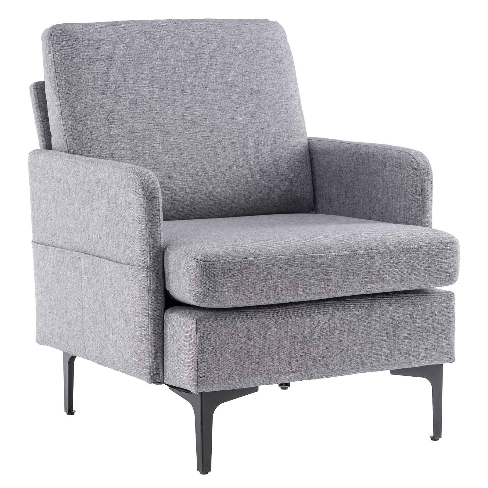 WiCCI Lounge Chair - Comfortable Single Sofa Accent Chair for Bedroom, Living Room & Guest Room - Light Grey - Perfect for Relaxing, Reading & Small Space Decor