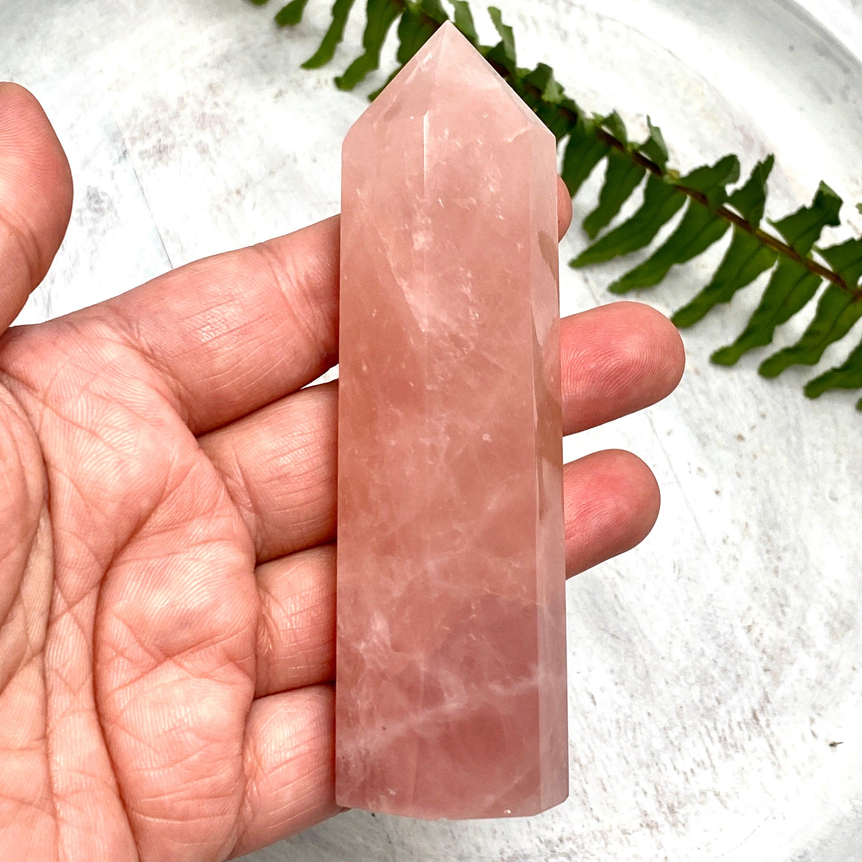Rose Quartz Small Generator RQG - Natural Crystal Energy Stone for Home & Office Decor, Meditation & Healing - Perfect for Stress Relief, Feng Shui & Spiritual Gifts