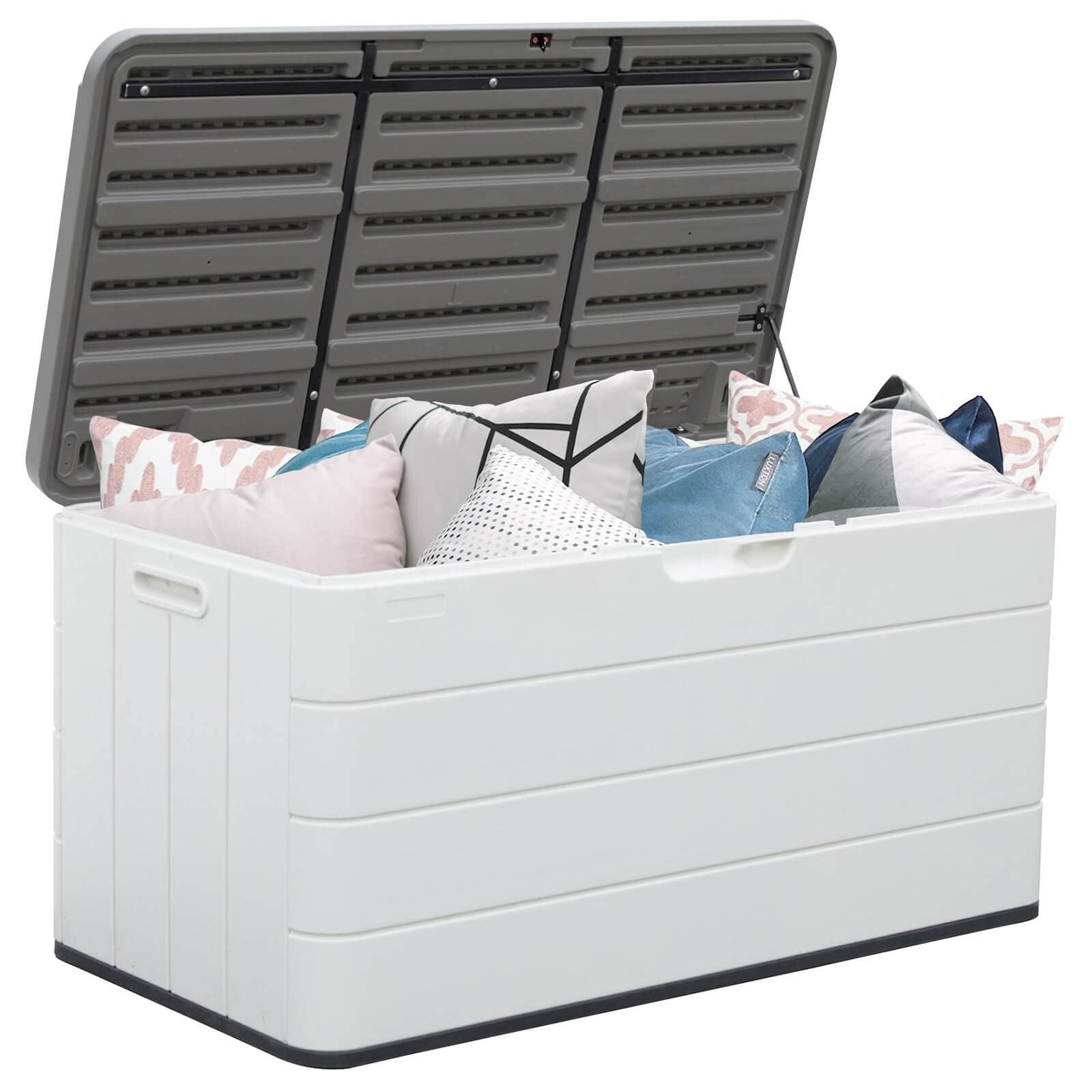 ADDOK DIYOKAI Large Waterproof Outdoor Storage Deck Box - Lockable Resin Patio Organizer for Garden Tools, Pool Toys & Outdoor Pillows | Perfect for Backyard, Poolside & Patio Organization (White)