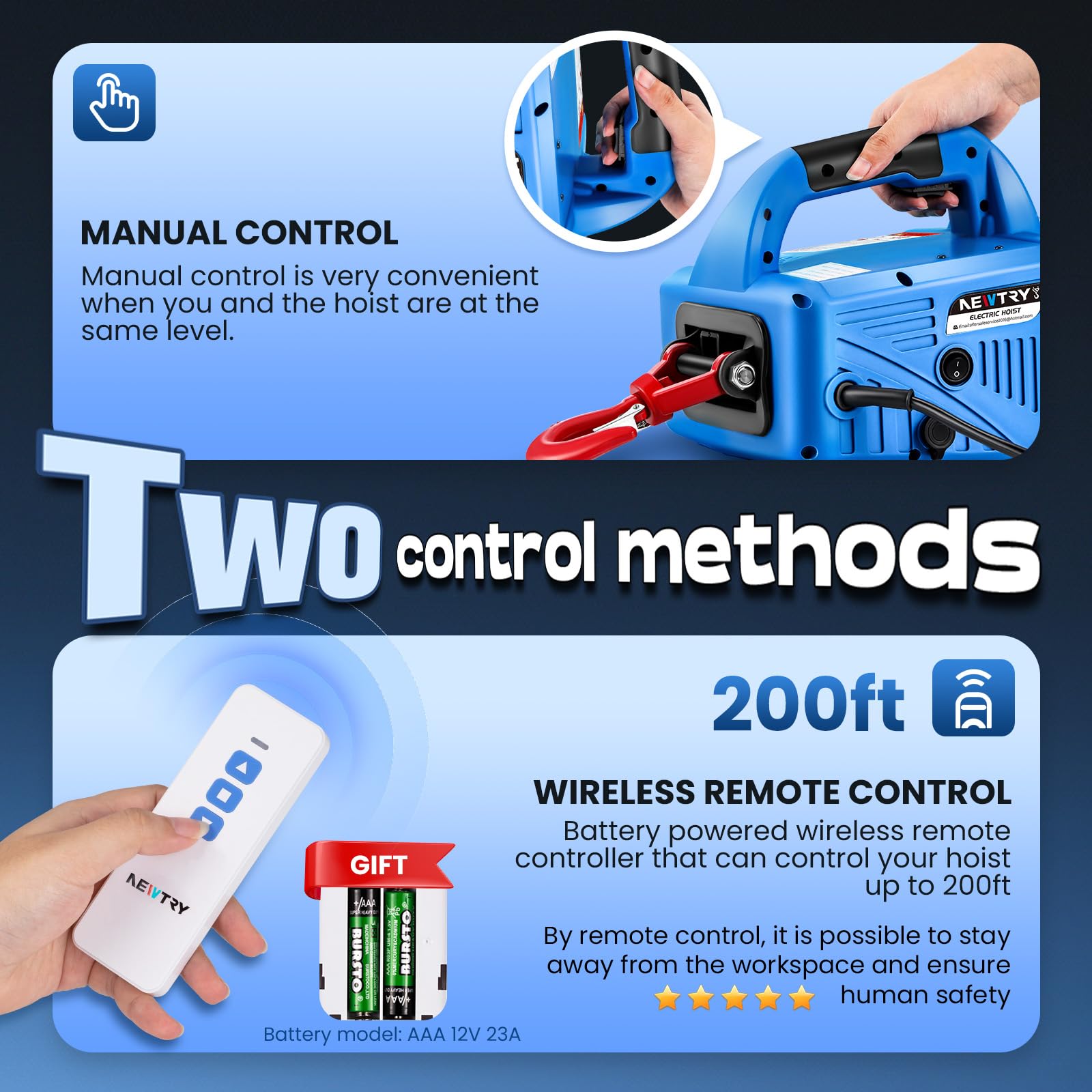1100lbs Electric Hoist Winch with Wireless Remote Control - 110/120V Portable Power Hoist, 16ft/min Lifting Speed - Perfect for Garage, Workshop, Construction & Heavy Duty Lifting