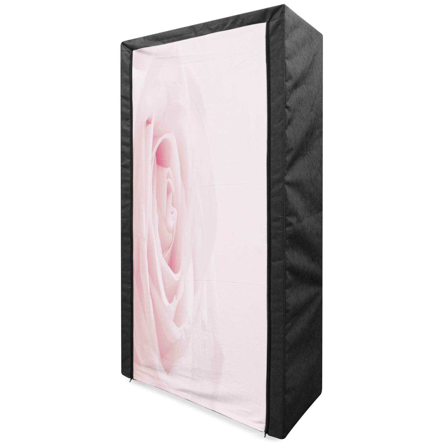 Ambesonne Rose Portable Fabric Wardrobe - Pink Floral Closet Organizer with Shelves for Bedroom, 33.5 Inch Clothing Storage | Valentine's Day Gift, Home Decor & Space Saving Solution for Small Apartments
