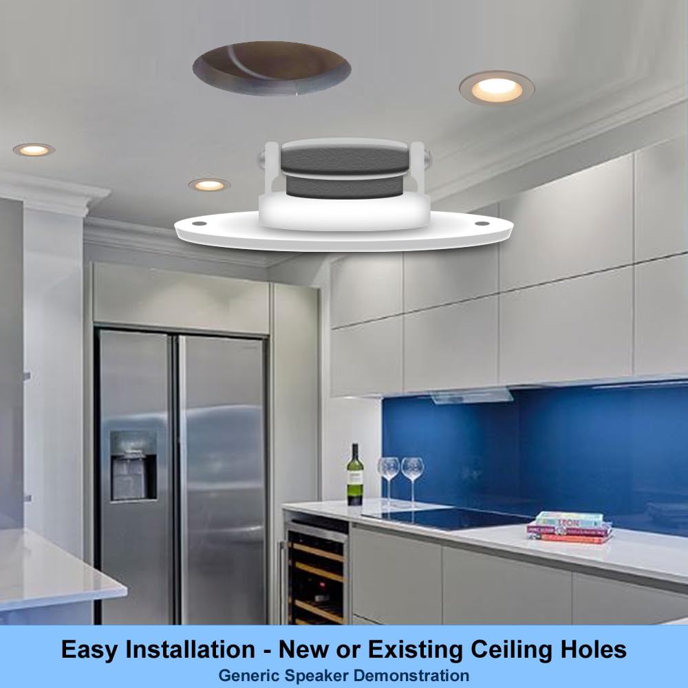 Power Dynamics MS40 Bluetooth Ceiling Speaker System with Amplifier, FM Radio & MP3/USB - 4 Pack for Home Theater, Hi-Fi Audio, Cafe, Restaurant & Retail Store Installation - Perfect for Background Music & Commercial Sound Systems