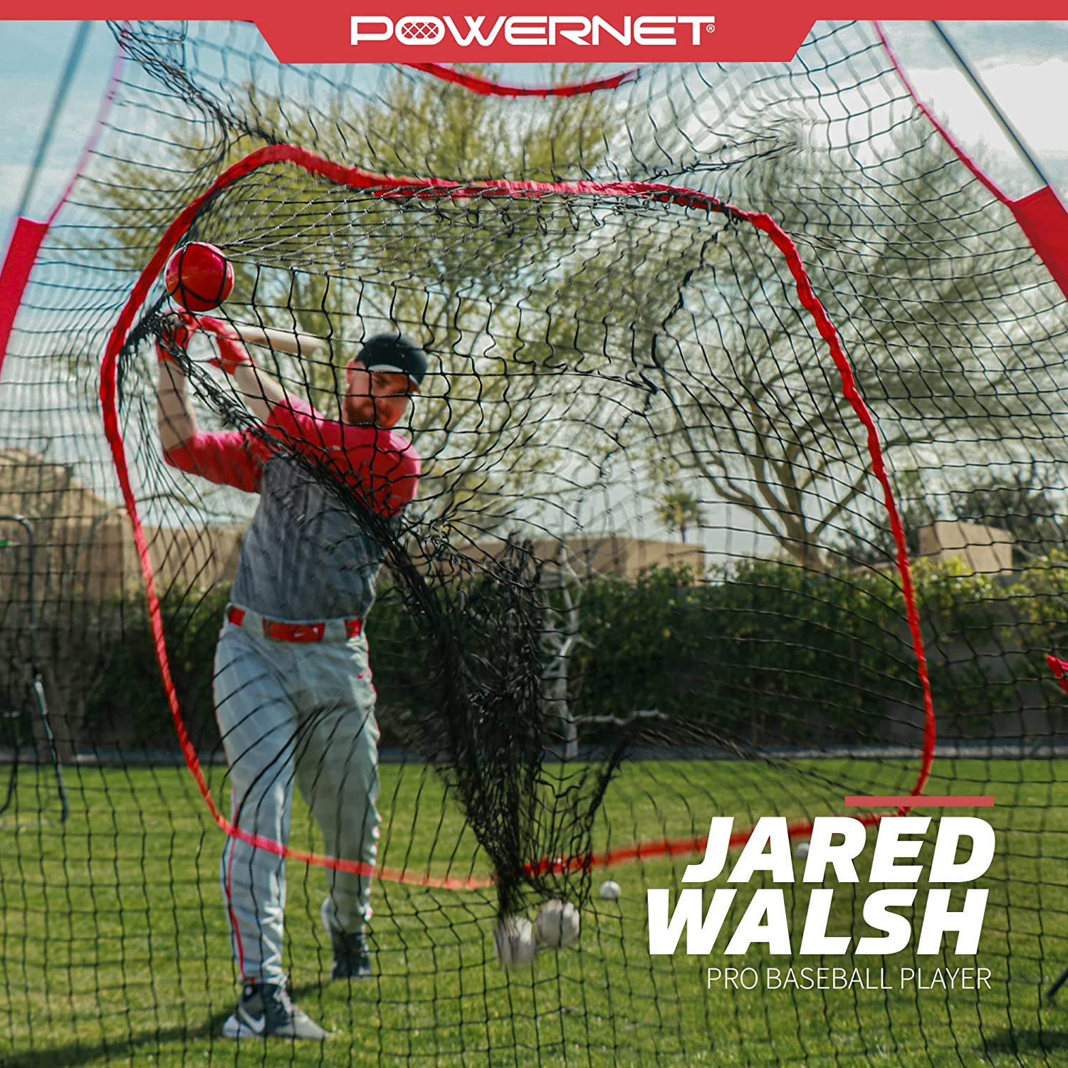 PowerNet DLX 7x7 Baseball & Softball Practice Hitting Net - Portable Training Net for Batting Cage, Backyard, and Field Practice
