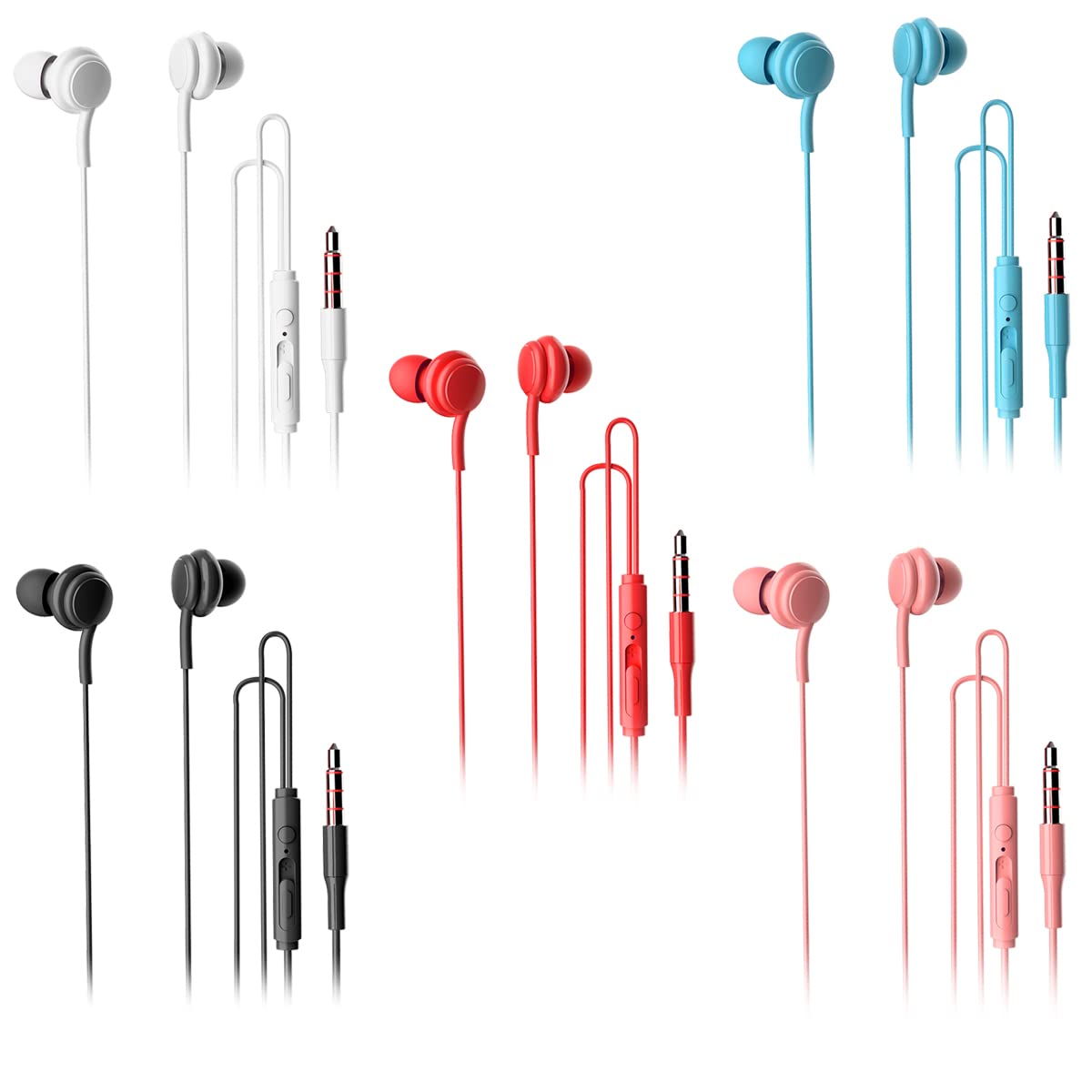 Premium Noise-Isolating Headphones with Built-in Mic & 3.5mm Jack - 5 Pack for Gaming, Music, Work, Office, Travel & Online Meetings - Crystal Clear Sound & Comfortable Over-Ear Design