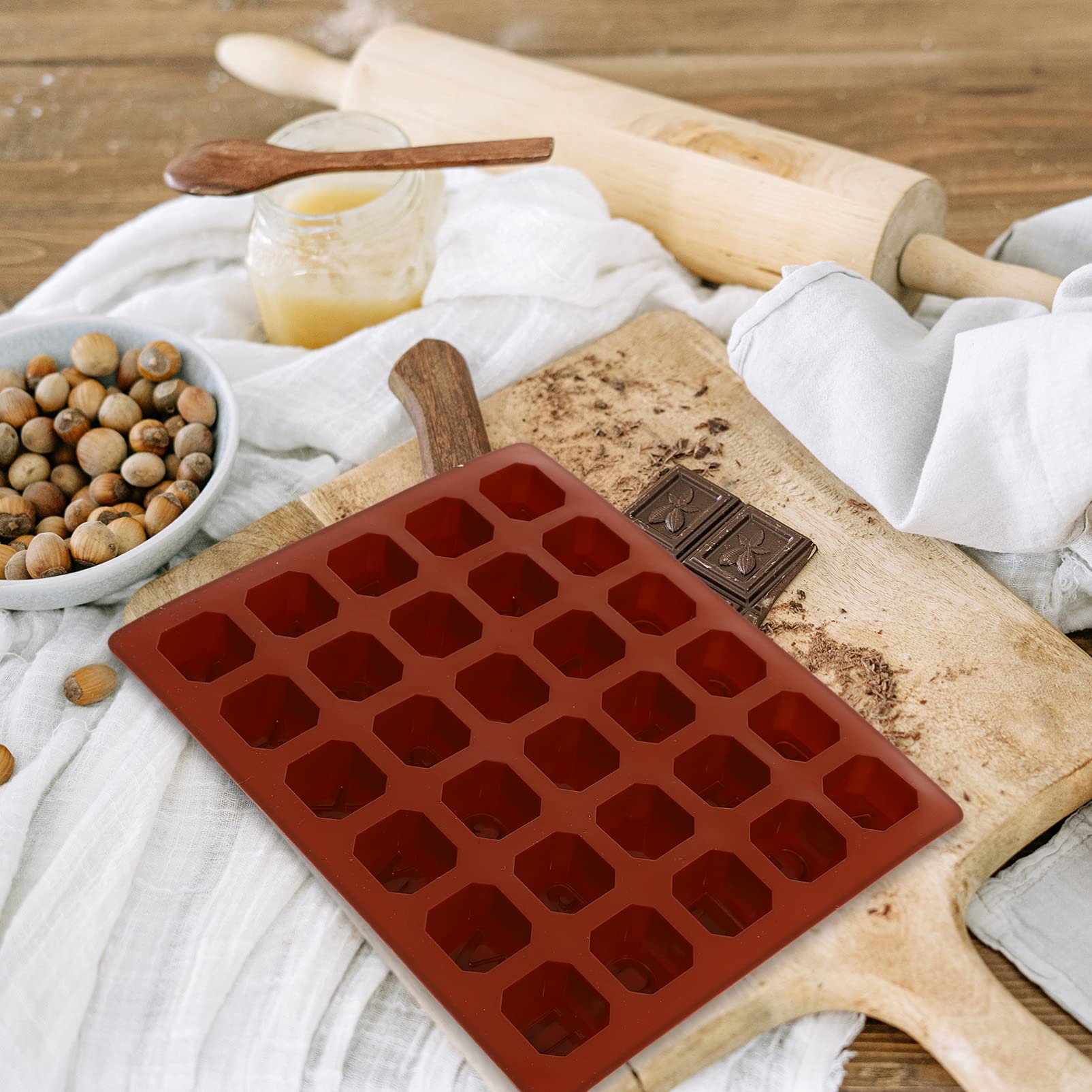 2-Piece Silicone Chocolate & Ice Cube Mold Set - DIY Candy, Baking, and Ice Making Tray for Kitchen - Perfect for Cocktails, Desserts, and Party Treats