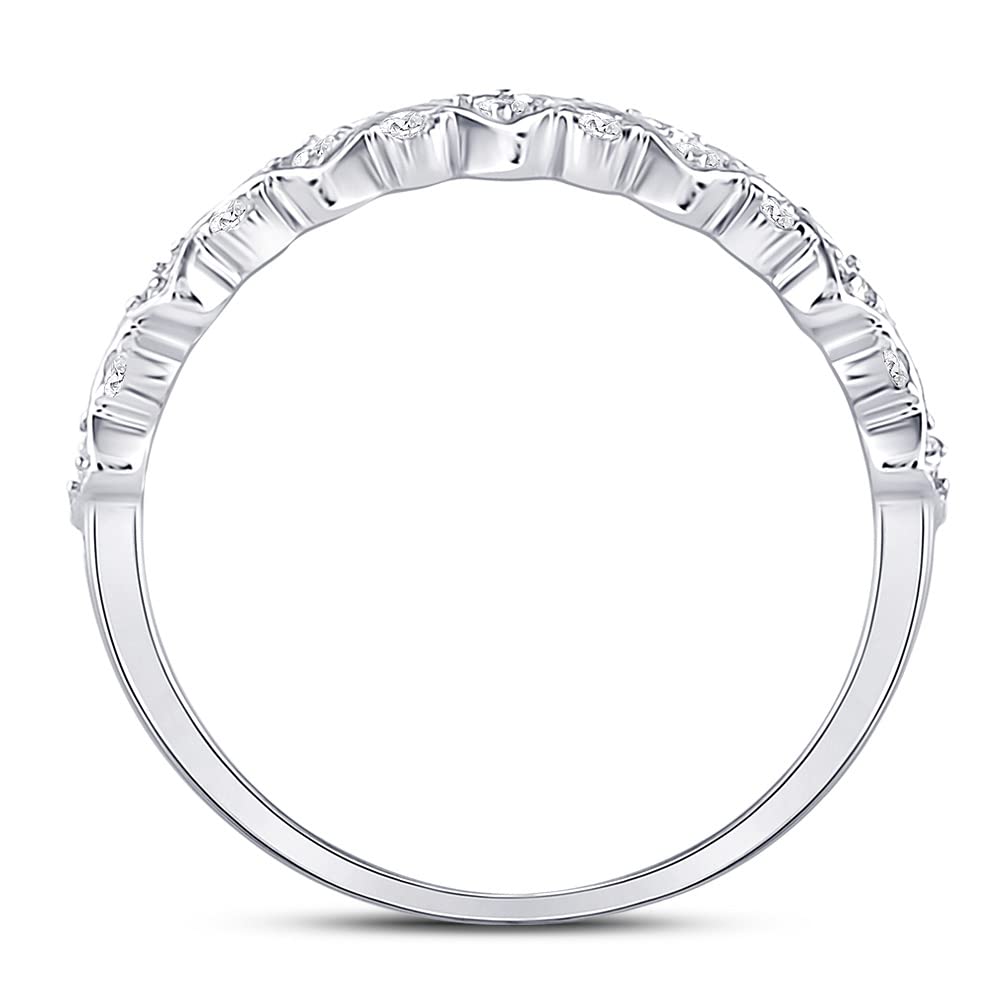 10K White Gold Women's Round Diamond Stackable Band Ring - 1/6 CTTW - Perfect for Wedding Bands, Anniversary Gifts & Everyday Elegance