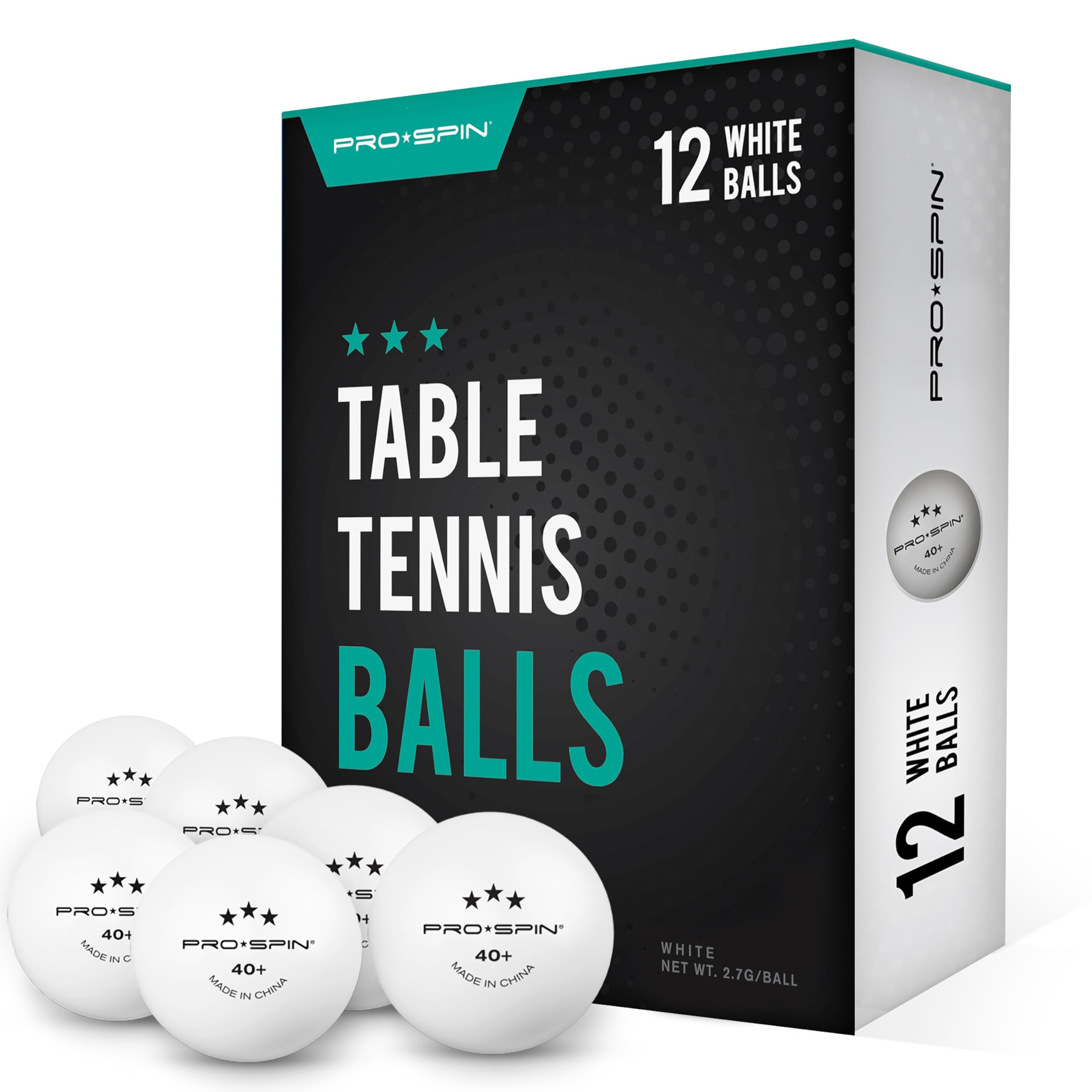PRO SPIN 3-Star Premium White Table Tennis Balls - High-Performance 40+ ABS Ping Pong Balls for Professional Play | Durable for Indoor & Outdoor Use | Perfect for Tournaments, Training & Family Fun