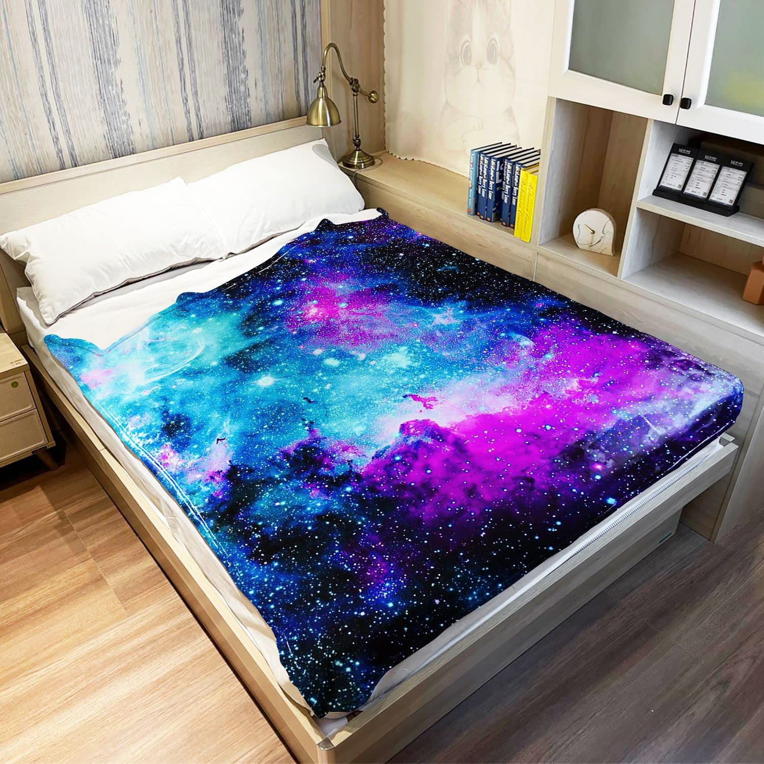 Nebula Galaxy Throw Blanket - Soft Fleece Blanket with Purple Blue Starry Sky Space Design, 50x60 Inches, Warm & Cozy for Sofa, Couch, Bed - Perfect for Stargazing Nights, Movie Evenings & Home Decor