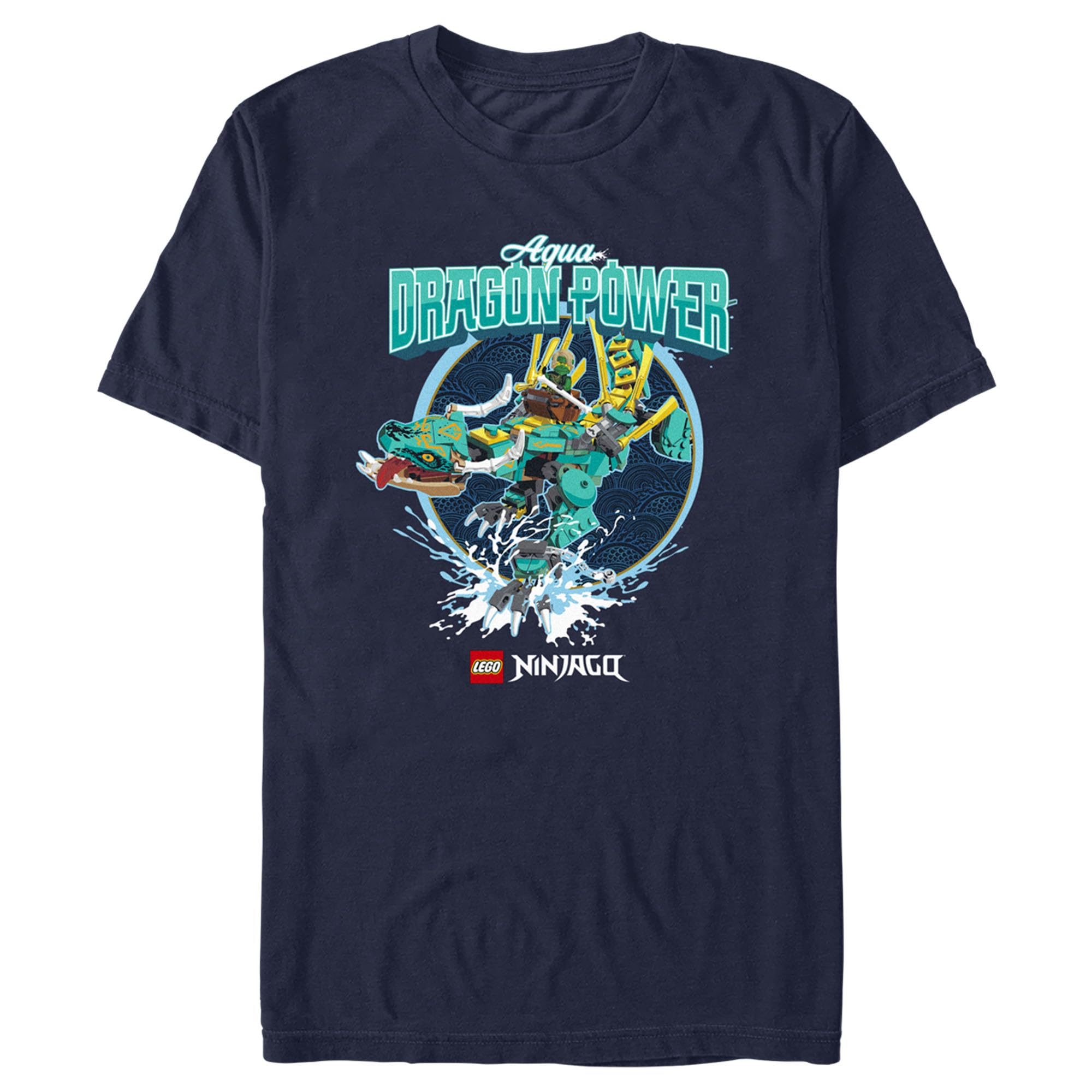 Lego Ninjago Aqua Dragon Power Men's Short Sleeve T-Shirt | Official Licensed Graphic Tee | Casual Wear for Fans & Collectors | Perfect for Cosplay, Gifts, and Everyday Outfits