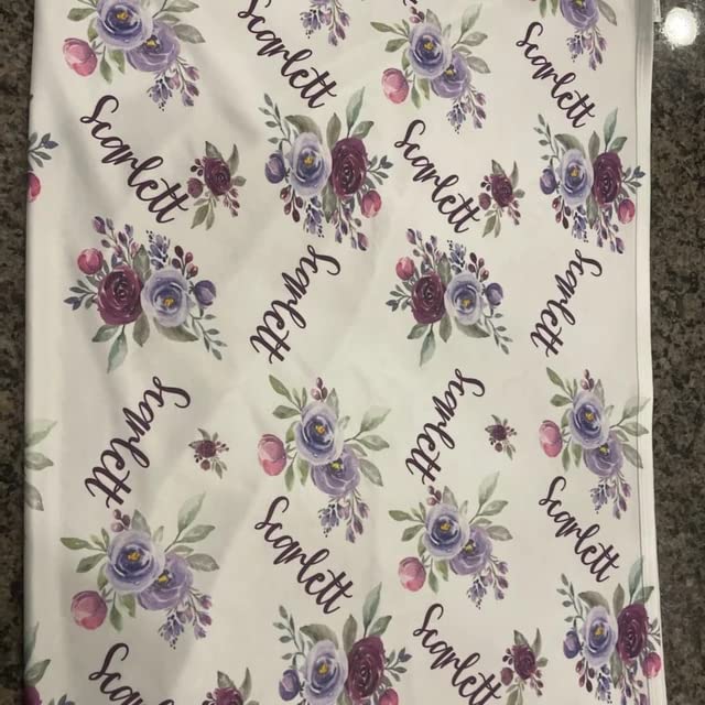 NAZENTI Personalized Purple Baby Girl Blanket - Monogrammed Swaddle, Receiving & Plush Blanket (30x40, 50x60, 60x80 Inch) - Perfect for Newborn Gifts, Nursery Decor & Baby Shower Presents