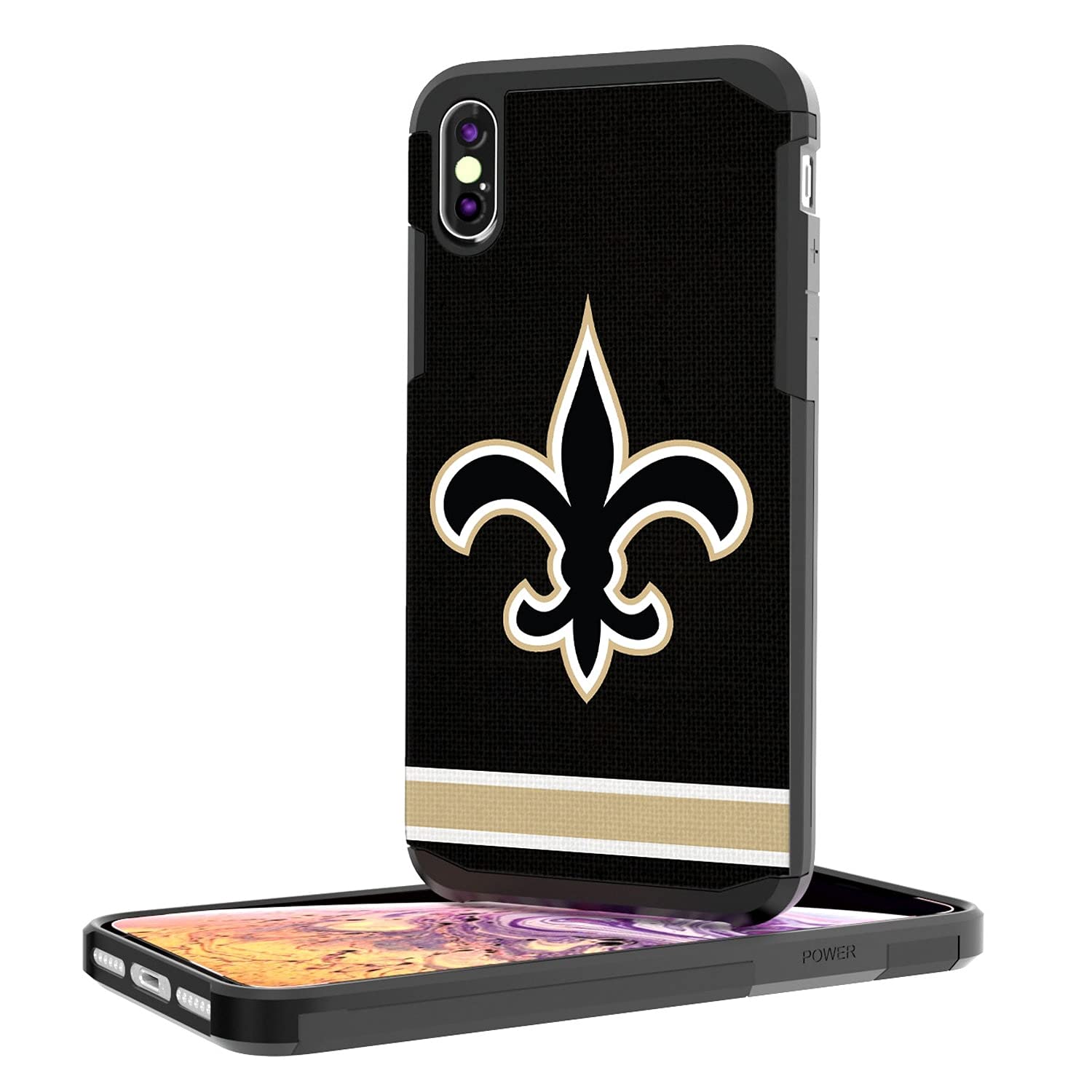 New Orleans Saints iPhone Case - Rugged Stripe Design Protective Cover for iPhone 14/13/12/11 Pro Max | Shockproof & Durable | Perfect for Football Games, Tailgating & Saints Fan Gifts