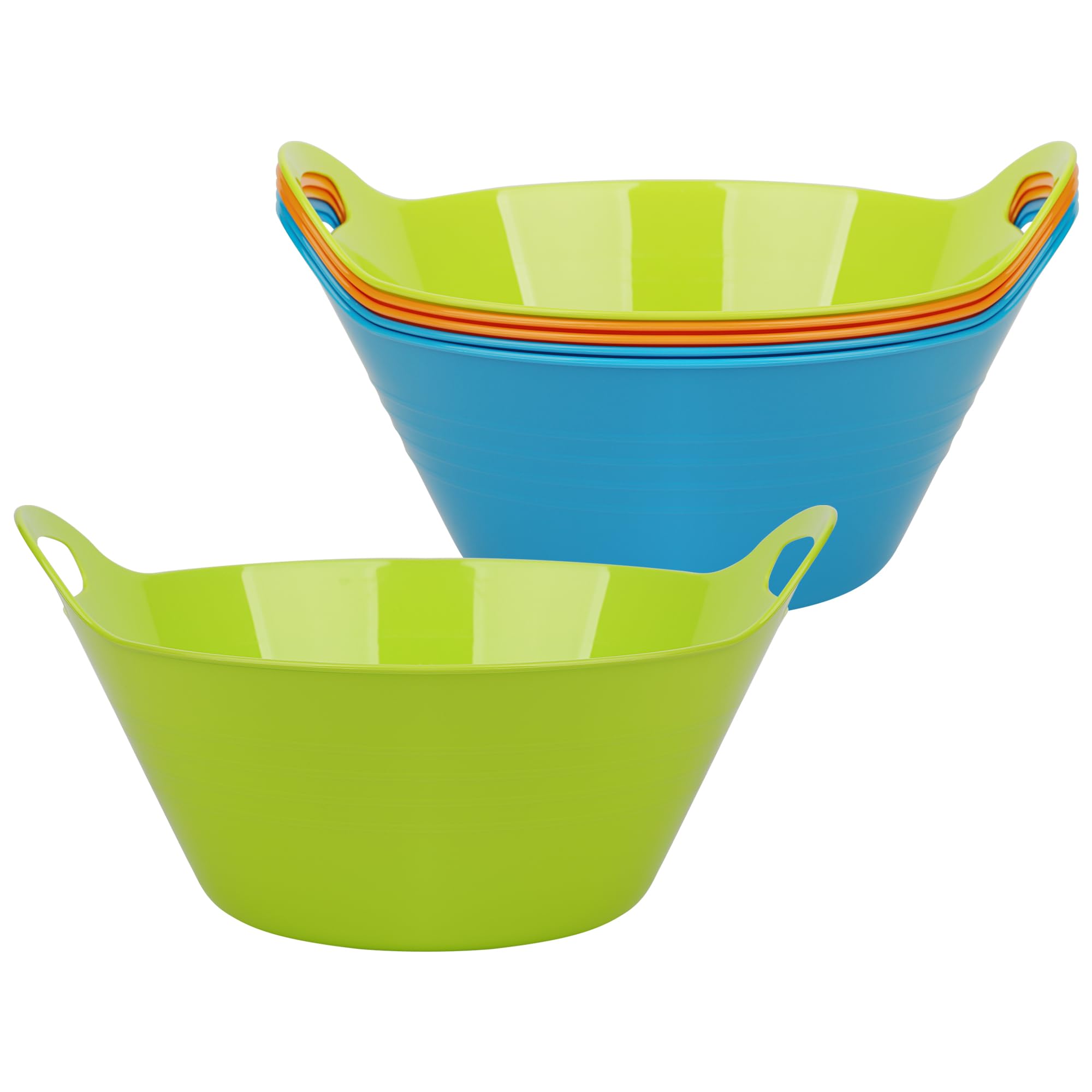 6-Pack Large Plastic Snack Bowls (4.9L) with Handles - Microwave Safe for Parties, Kitchen, Fruits & Salads