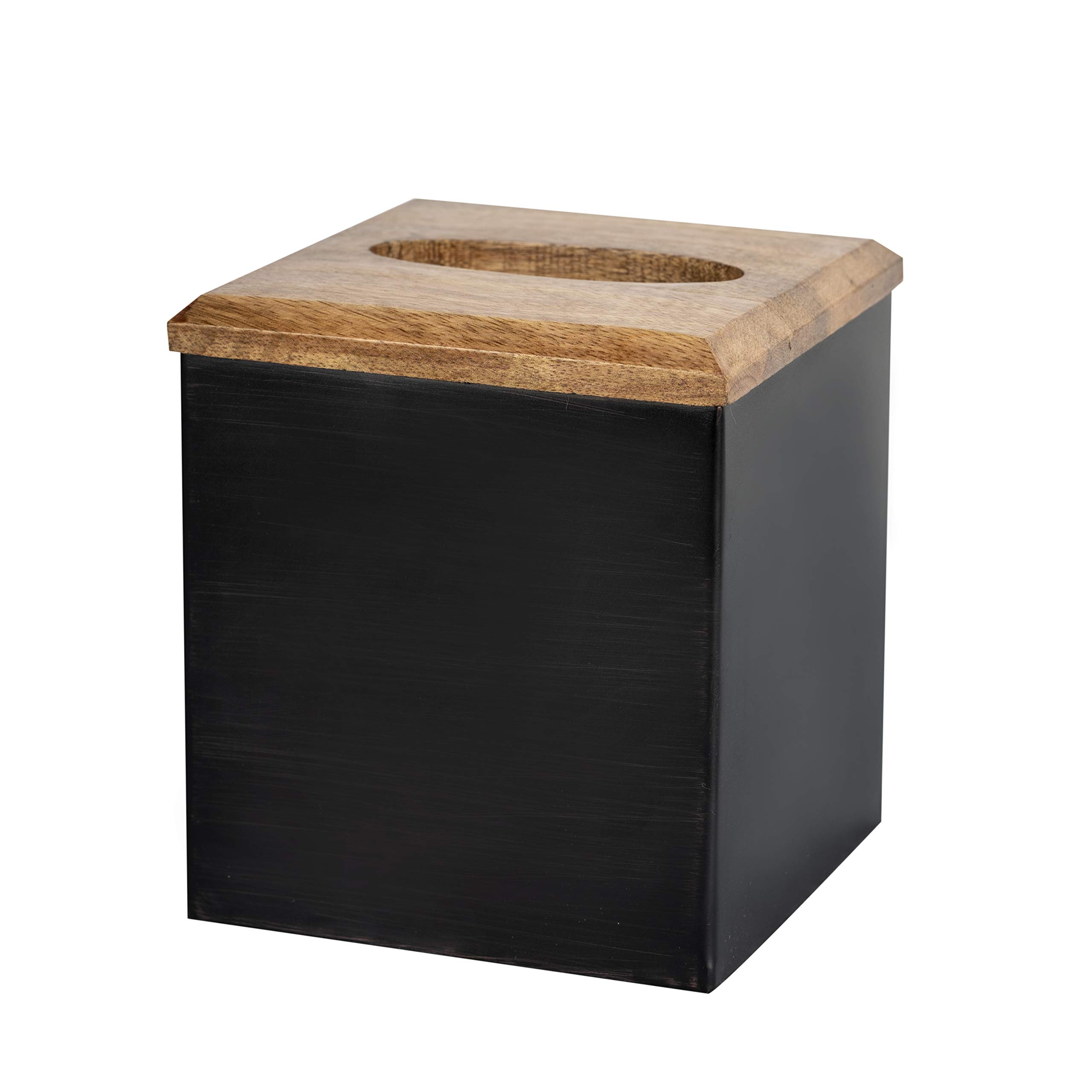 Salem Metal & Wood Facial Tissue Box Cover - Oil Rubbed Bronze Bathroom Vanity Organizer (5