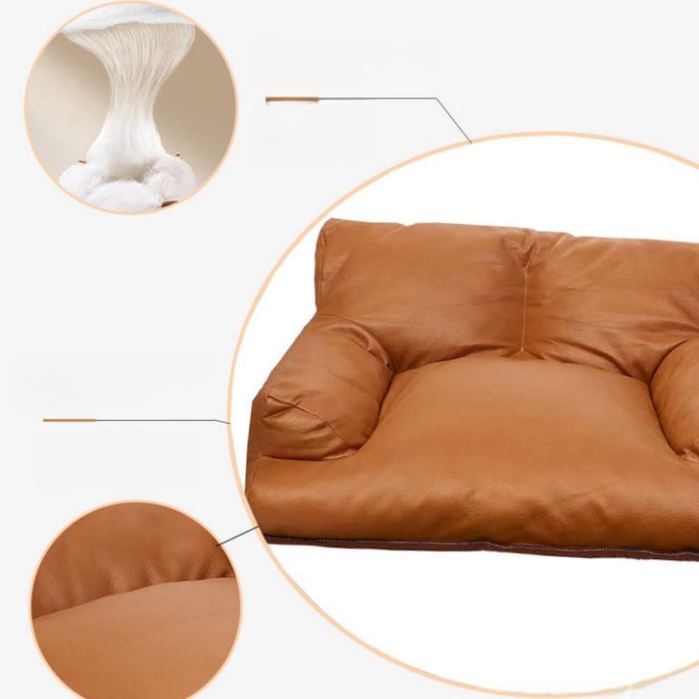 Premium PU Leather Pet Sofa & Chair - Soft Calming Dog & Cat Bed for Small to Medium Pets - Cozy Pet Furniture for Living Room & Bedroom (Gray, Medium)