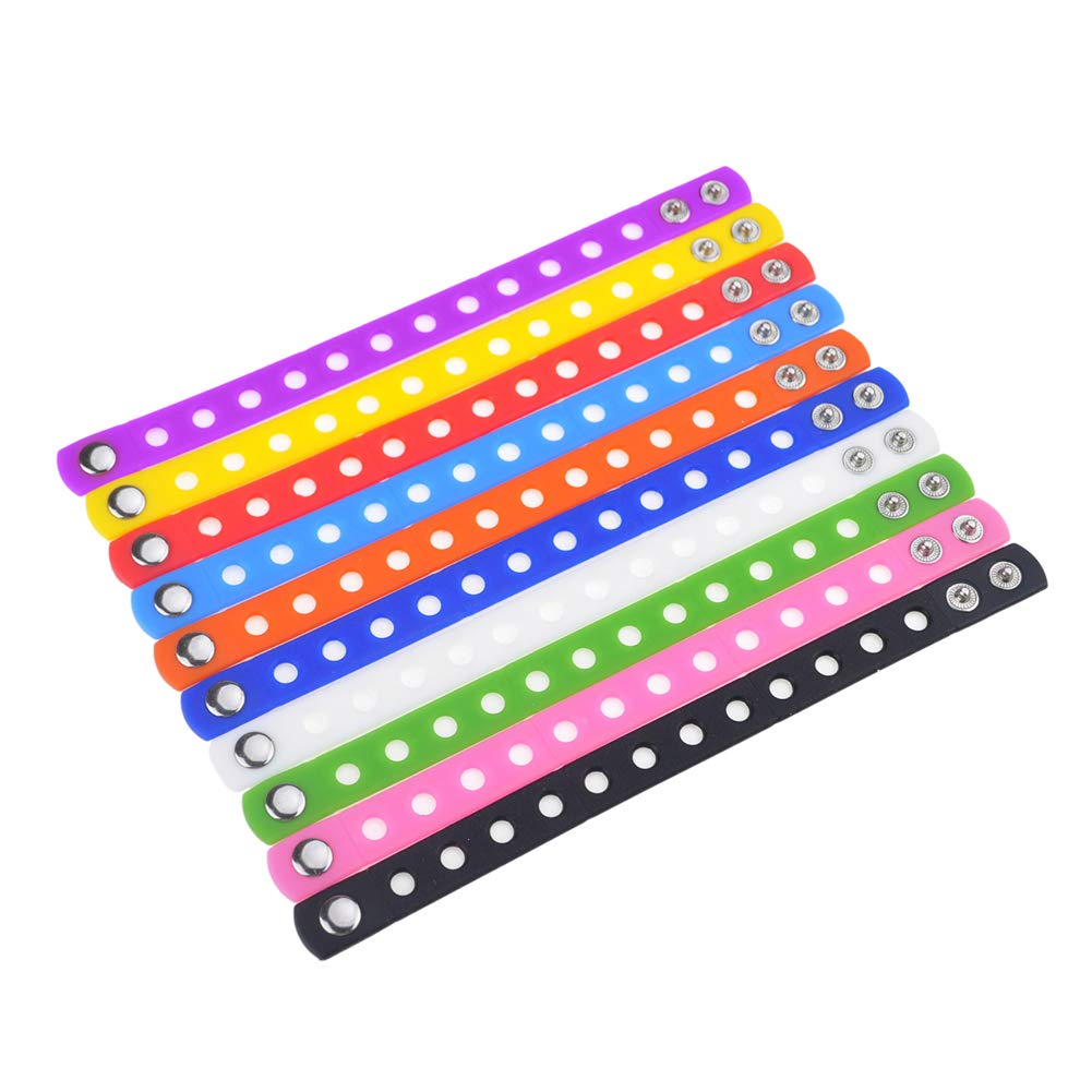GOGO 10-Pack Adjustable Silicone Wristbands for Shoes - Customizable Rubber Bracelets for Adults - Perfect for Sports, Fashion Accessories & Shoe Charms