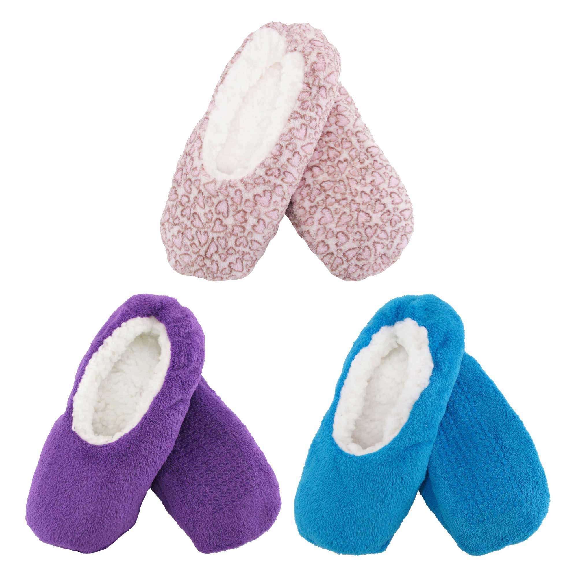 BambooMN Super Soft Warm Cozy Fuzzy Slippers for Adults - Medium/Large Size - Non-Slip Lined Indoor Home & Travel Socks - Perfect for Relaxing at Home, Lounging or Long Flights