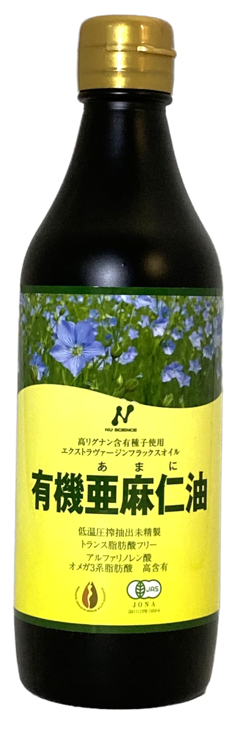 Organic JAS Certified Flaxseed Oil (Linseed Oil) 340ml - Cold-Pressed for Cooking, Wood Finishing & Skin Care
