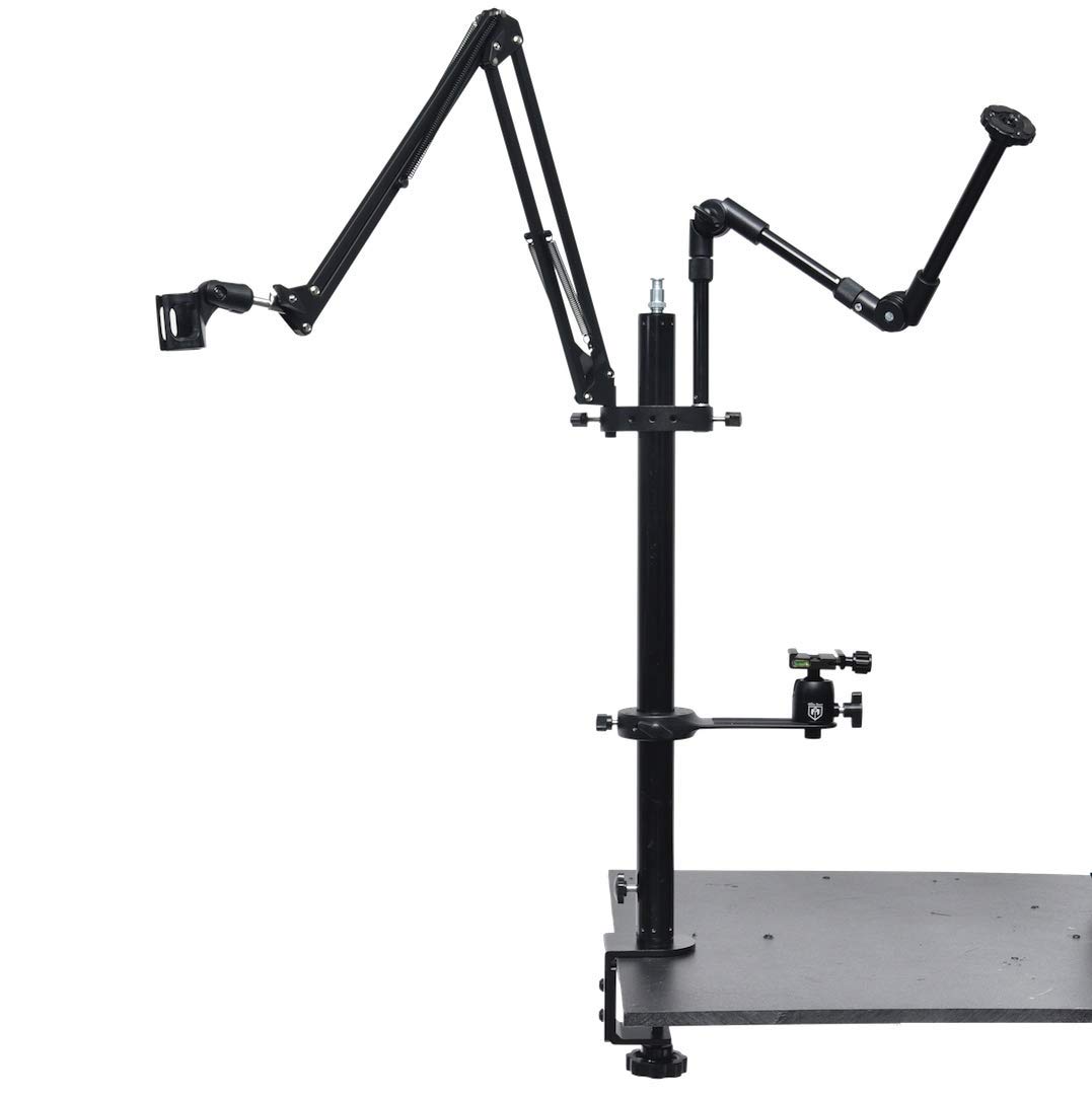 Glide Gear DST100 Desktop C-Stand - Adjustable Studio Stand for Podcasting, Live Streaming, Video Recording & Photography - Perfect for YouTube, Zoom Meetings & Content Creation