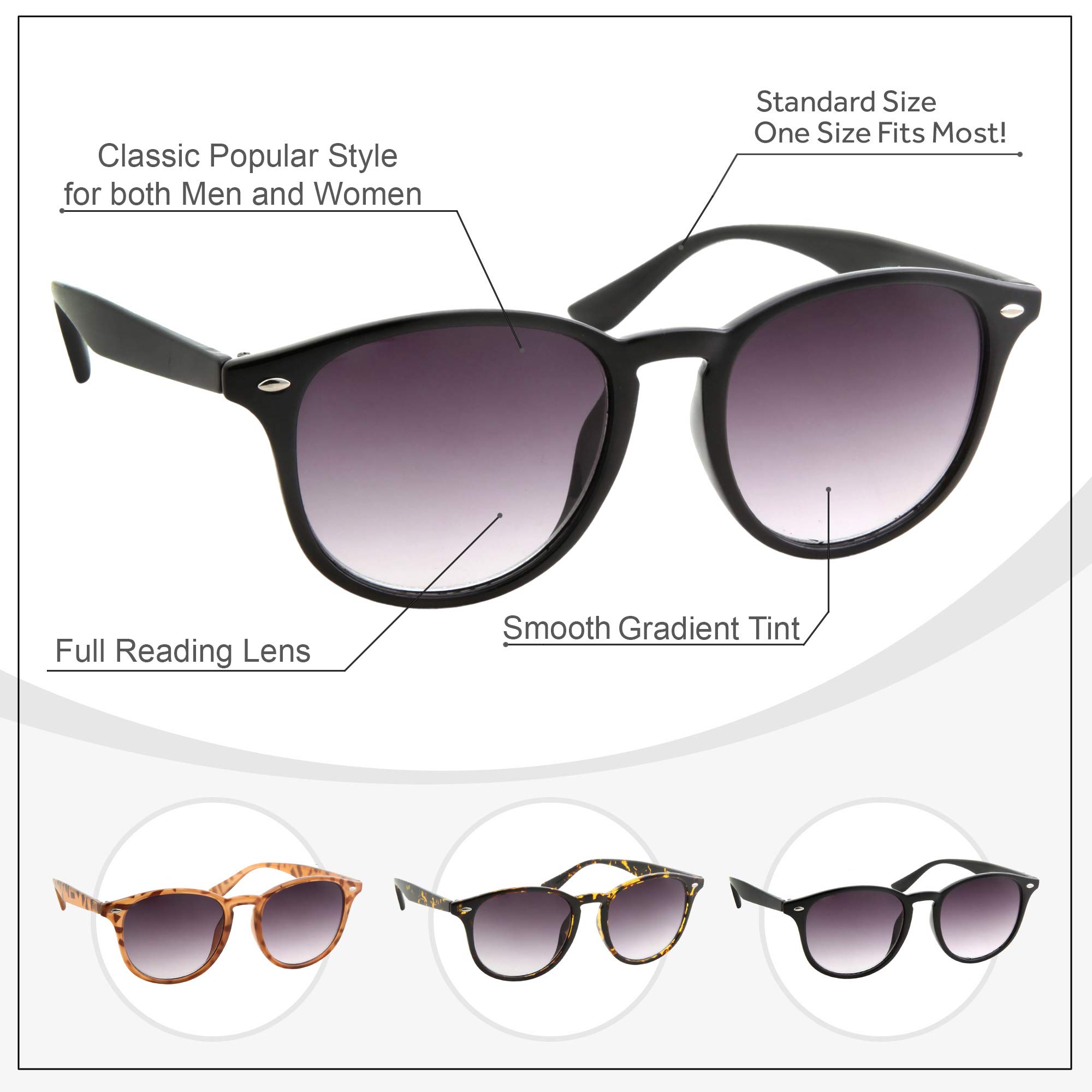 Full Lens Reading Sunglasses for Men & Women - Classic Polarized Outdoor Readers for Fishing, Driving & Beach Activities