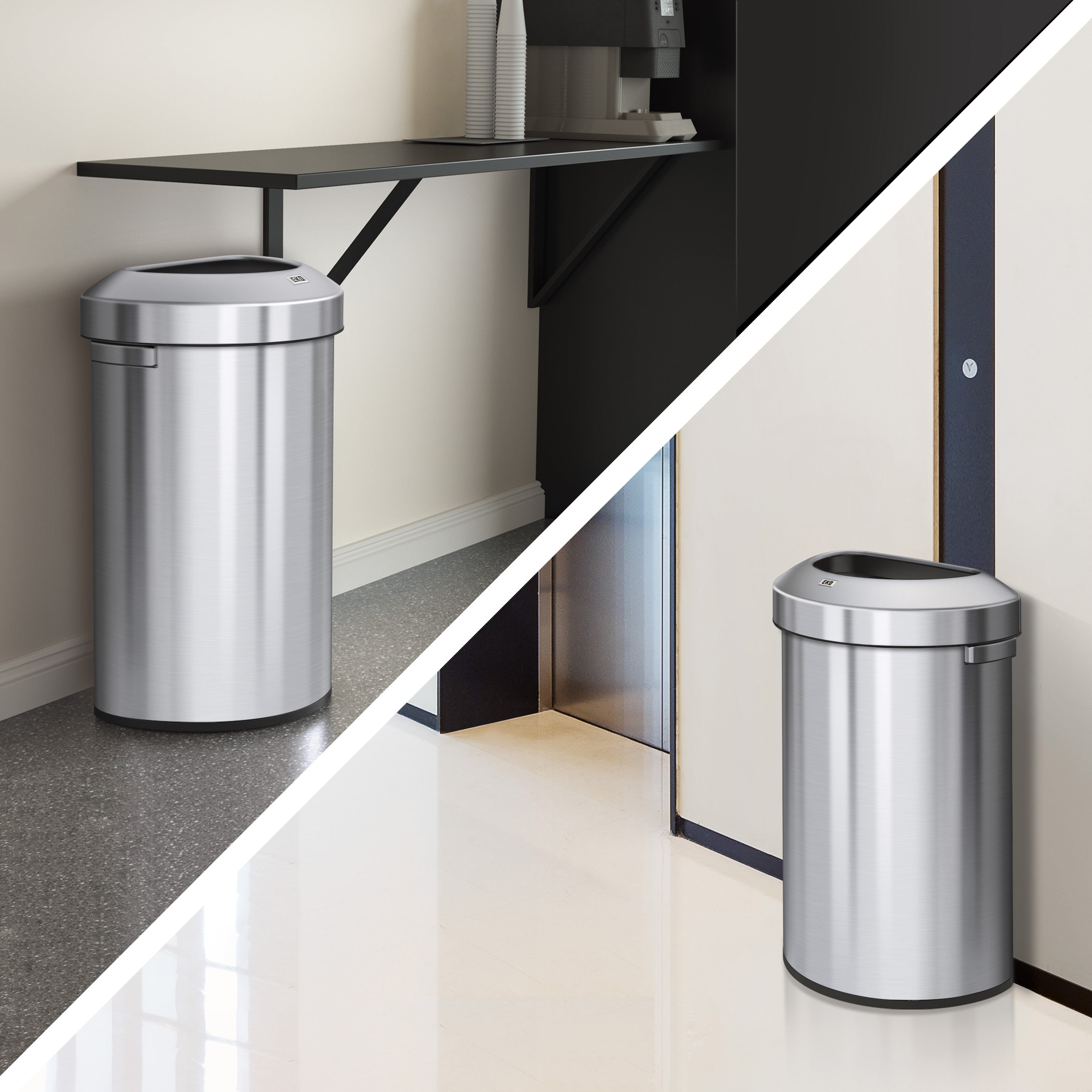 21 Gallon Semi Round Open Top Trash Can - 80L Large Capacity Waste Bin for Kitchen, Office, or Outdoor Use - Durable Urban Design for Home and Commercial Spaces