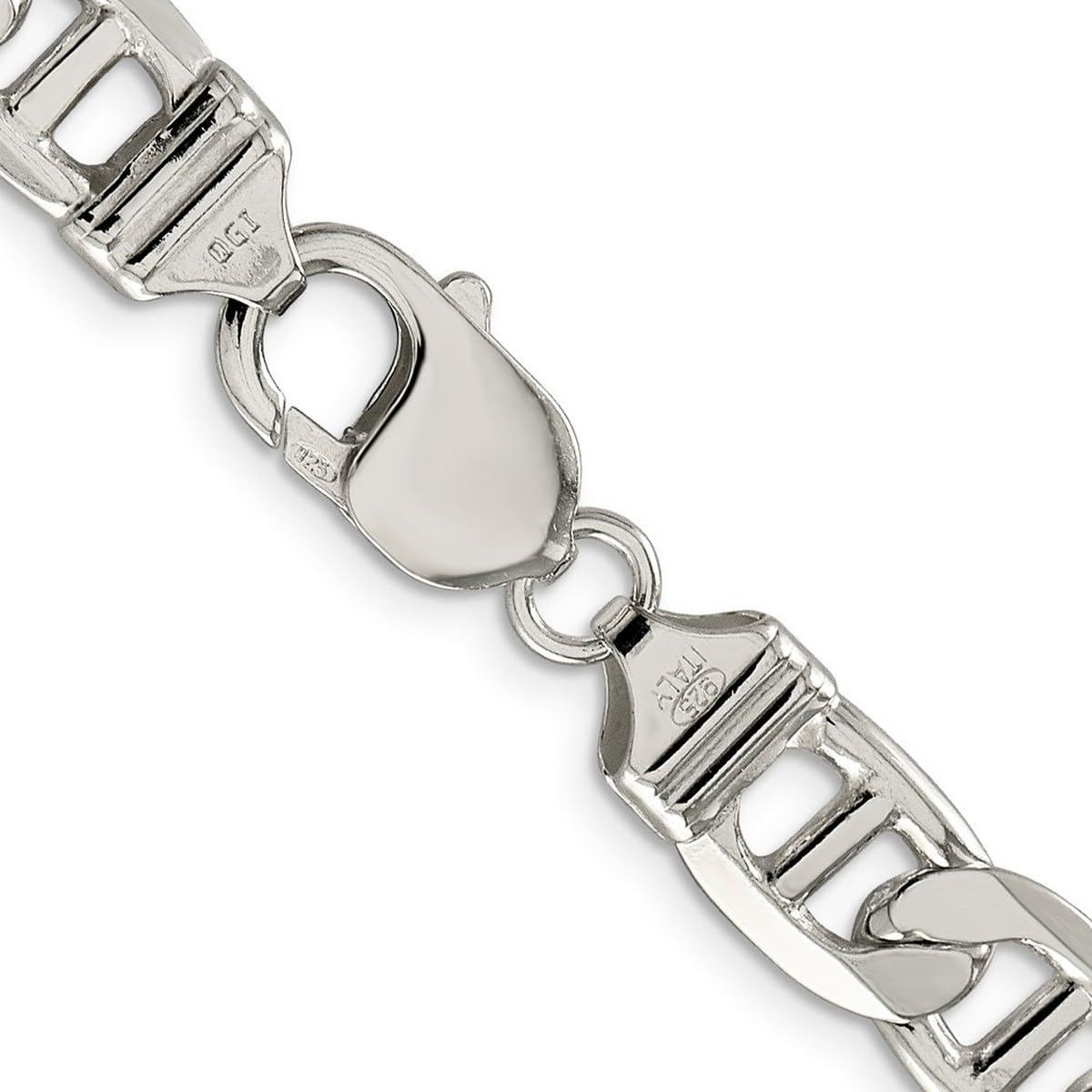 JewelryWeb 925 Sterling Silver Nautical Anchor Chain Anklet - 9.5mm Polished Solid Silver Lobster Claw Bracelet for Women & Men | Perfect for Beach Vacation, Summer Outfits and Nautical Style Accessories