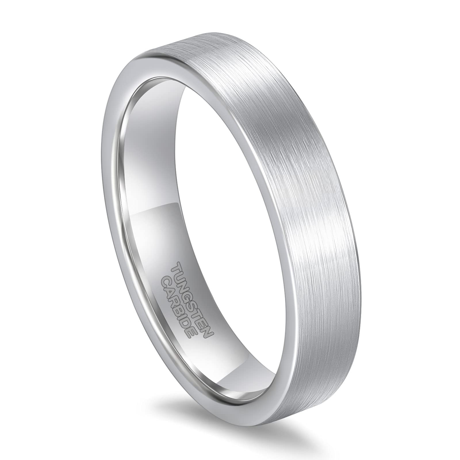 3MM & 5MM Tungsten Wedding Rings for Women & Men - Rose Gold & Silver Thin Brushed Flat Comfort Fit Band (Size 4-13) - Perfect for Engagement, Anniversary & Everyday Wear