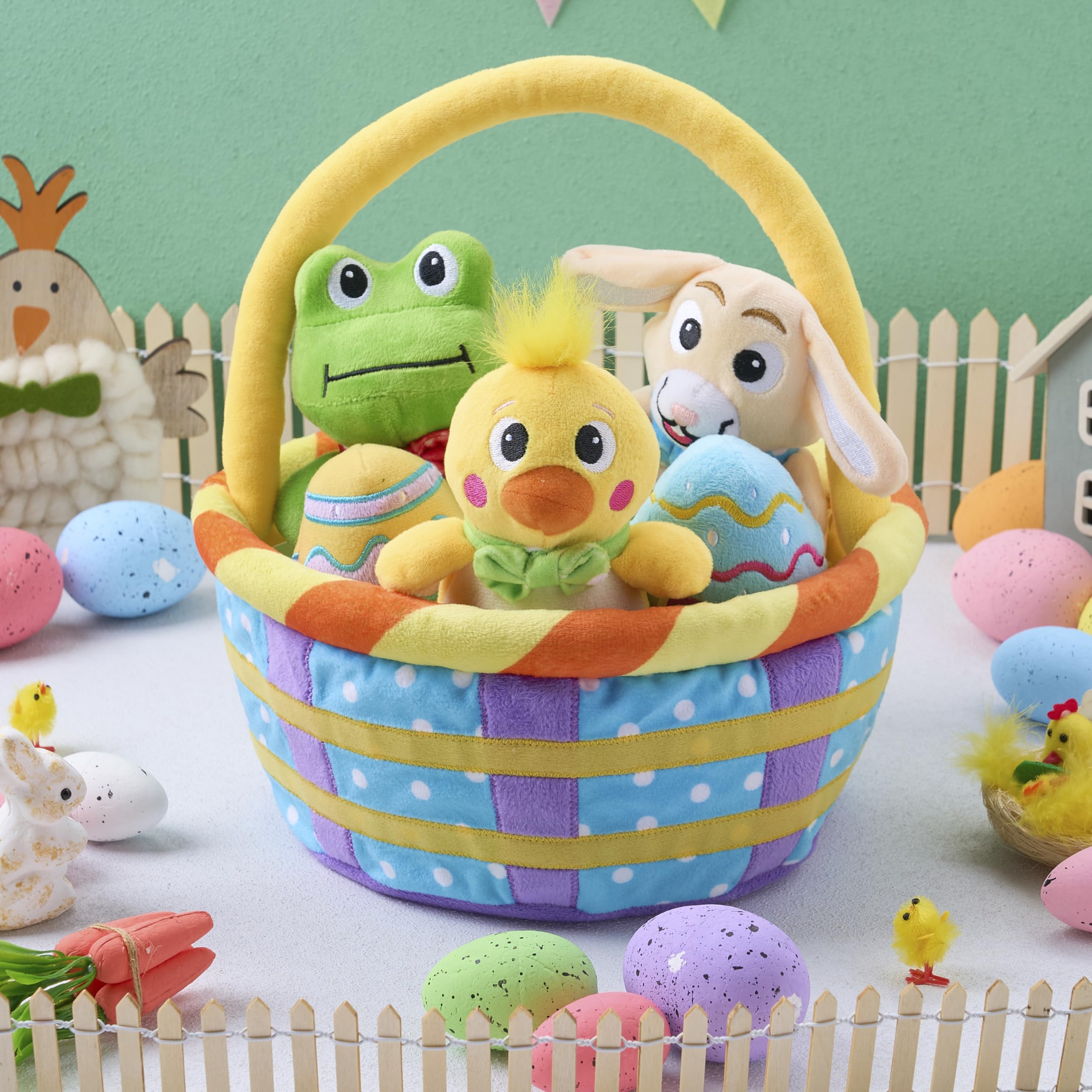 JOYIN 7-Piece Easter Basket Set with Stuffed Plush Toys for Kids - Easter Egg Hunt, Party Favors, Basket Stuffers & Decorations - Perfect for Easter Celebrations, Baby Showers & Kids' Birthday Parties