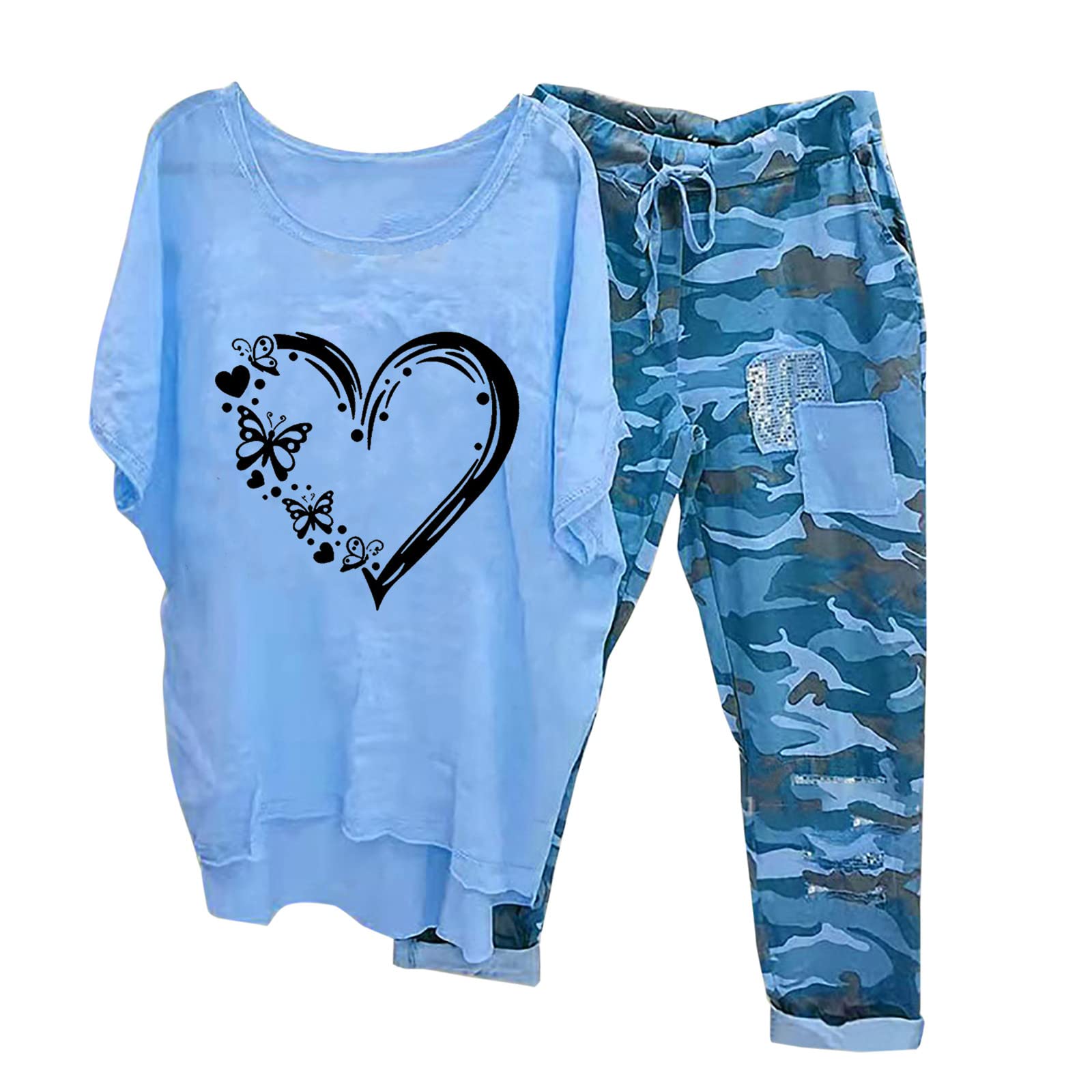 Women's Summer 2-Piece Outfit Set - Short Sleeve Lounge & Vacation Shorts Set | Comfortable Casual Wear for Beach, Travel & Relaxation