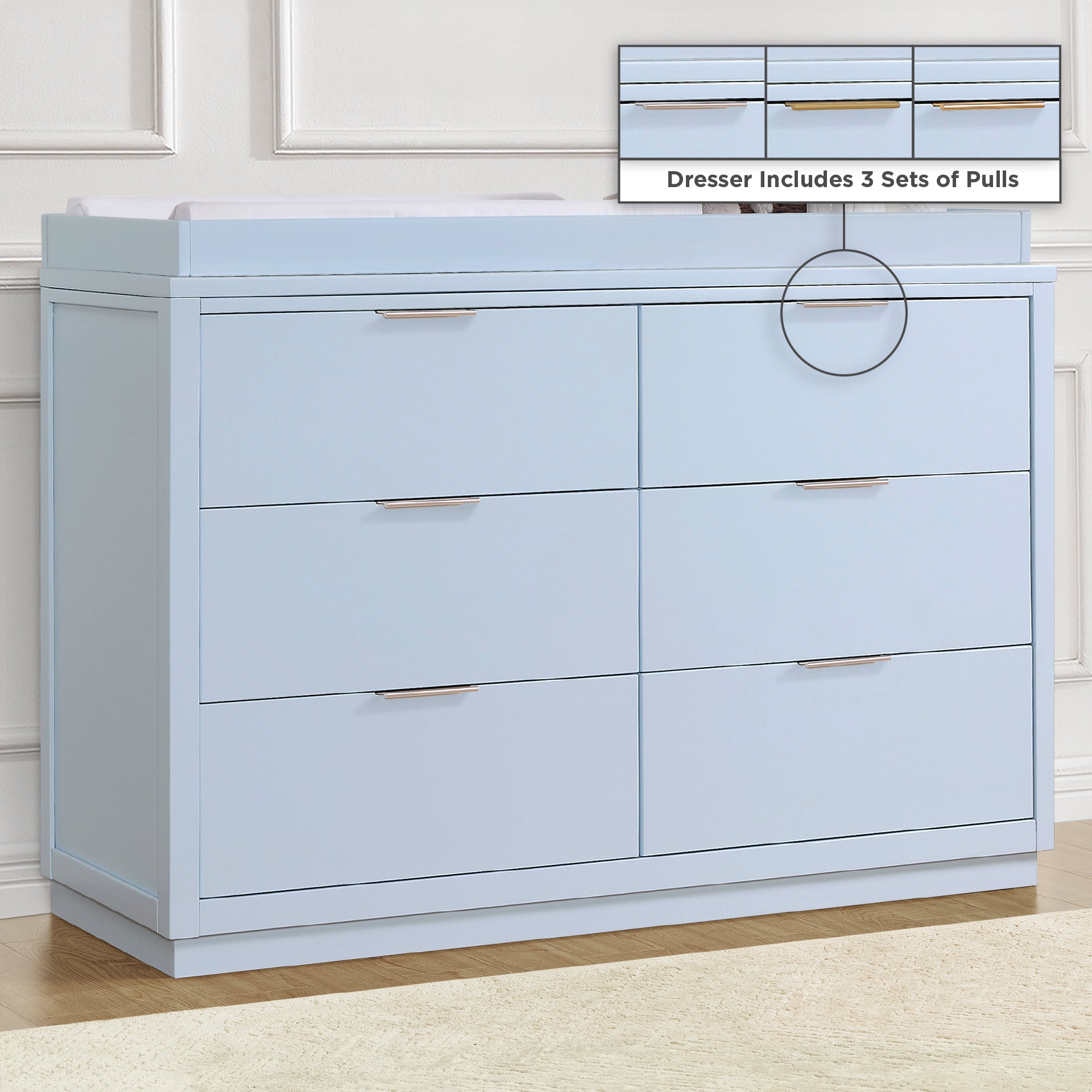 Forever 6-Drawer Dresser with Changing Top & Interlocking Drawers - Classic Nursery Collection | Perfect Baby Changing Station & Storage Solution for Nursery, Bedroom or Kids Room