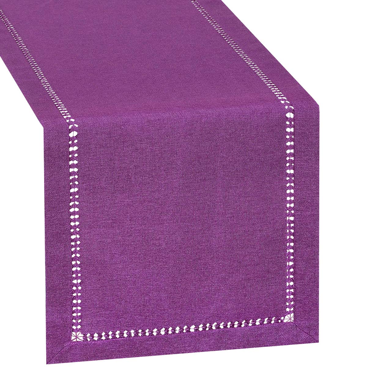 Grelucgo Hemstitch Purple Table Runner - 14 x 54 Inch Solid Color Dresser Scarf for Halloween, Weddings, Easter & Home Decor | Perfect for Dining Tables, Buffets & Dresser Tops