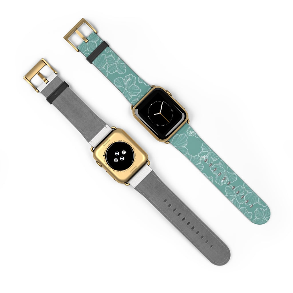 Premium Teal Hibiscus Watch Band - Stylish & Durable Replacement Strap for Apple Watch, Fitbit & Samsung - Perfect for Workouts, Casual Wear & Outdoor Activities