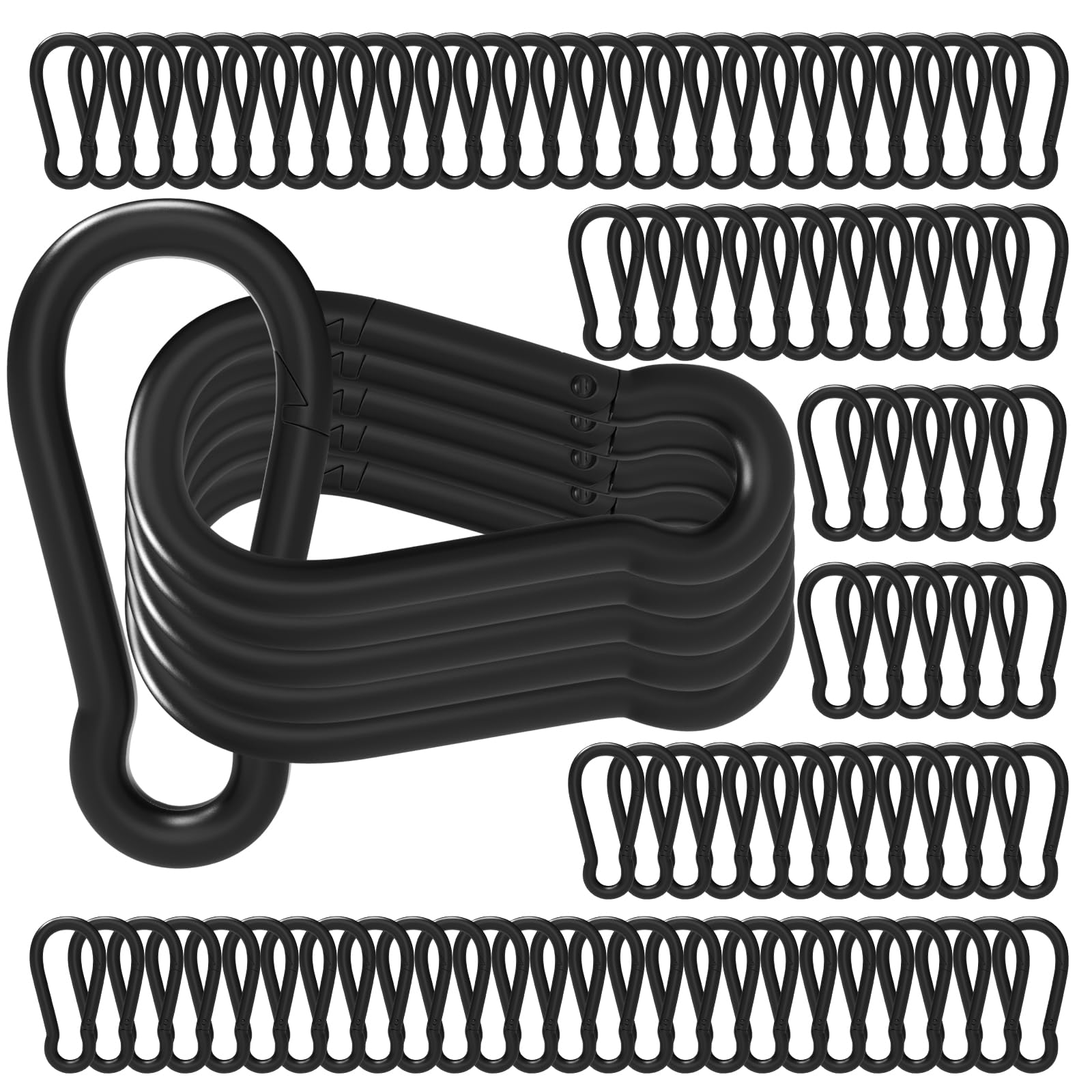 Black Carabiner Clips 2.36 Inch Spring Snap Hooks M6 120PCS - Small Galvanized Steel Quick Links for Outdoor Hiking, Camping, Hammocks, Dog Leashes & Backpack Accessories - Durable & Lightweight for Daily Use