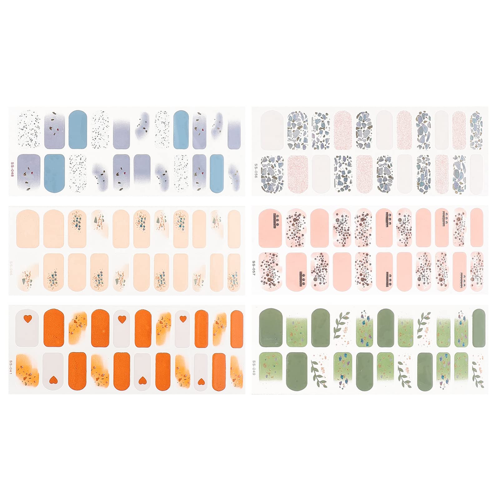 FRCOLOR 6pcs Fake Nail Stickers - Self-Adhesive Nail Art Decals with Leaf Design for Girls | Nail Polish Strips & Nail Art Accessories | Perfect for Parties, Weddings, and Everyday Nail Decor