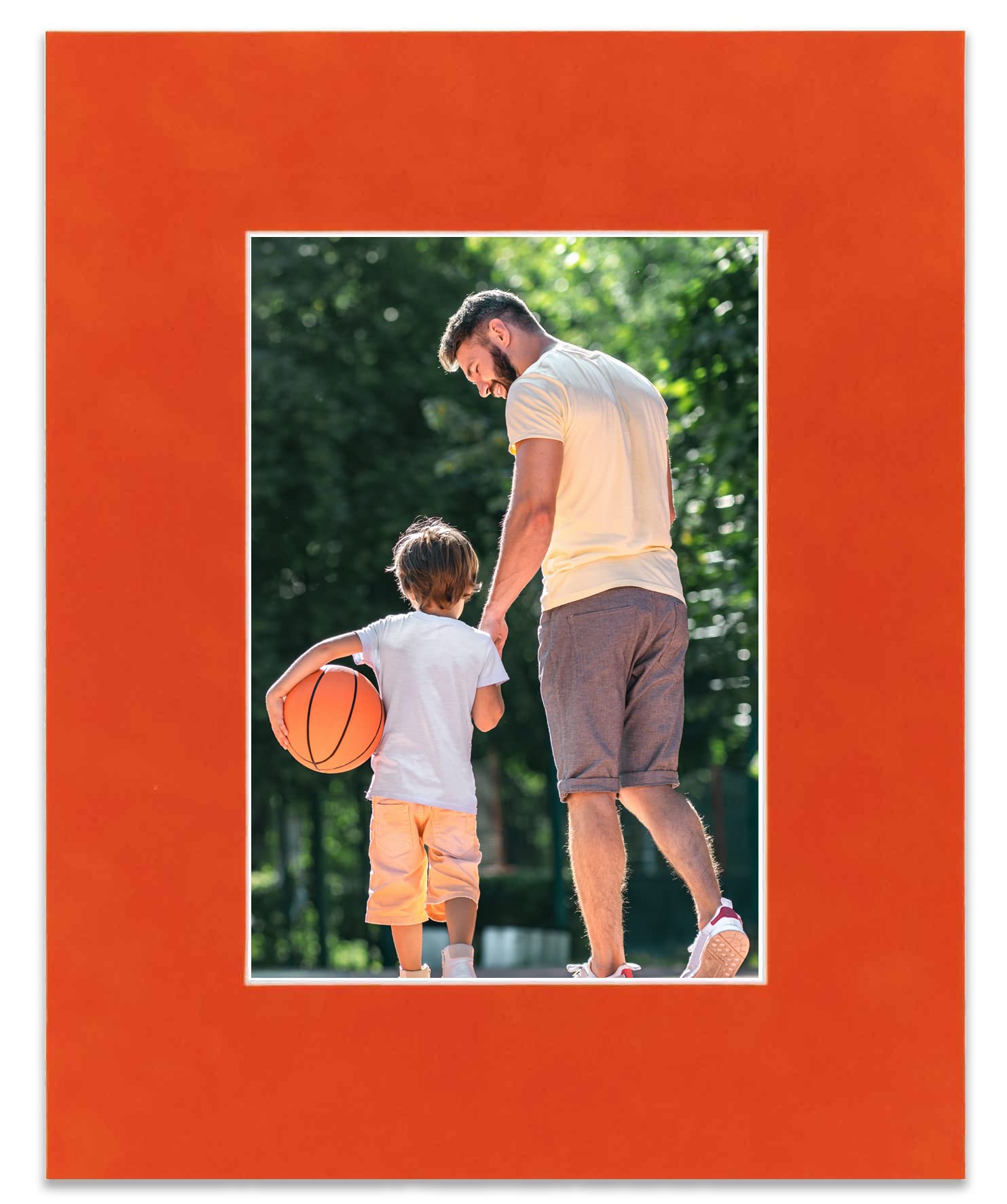 20x27 Acid-Free Orange Suede Precut Matboard with Backing Board - Bevel Cut for 17x24 Photos - 4-Ply Thickness - Includes Crystal Clear Self-Seal Photo Mat Bag - Perfect for Picture Framing, Art Displays, and Photo Preservation